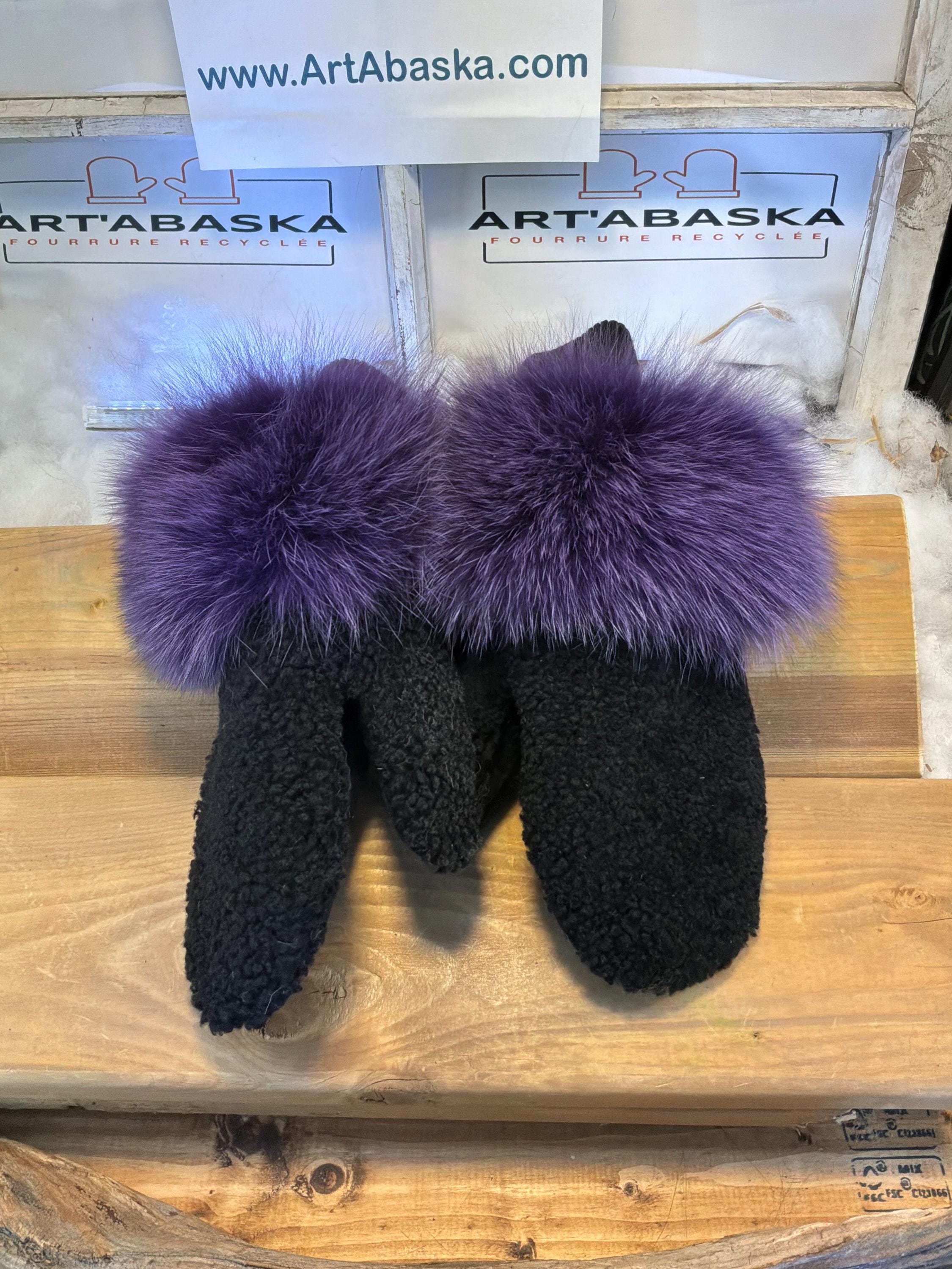 Mitaines de ville Medium Raymonde en fourrure recyclée – Faites à la main au Québec – Légères, élégantes, confort urbain – ArtAbaska