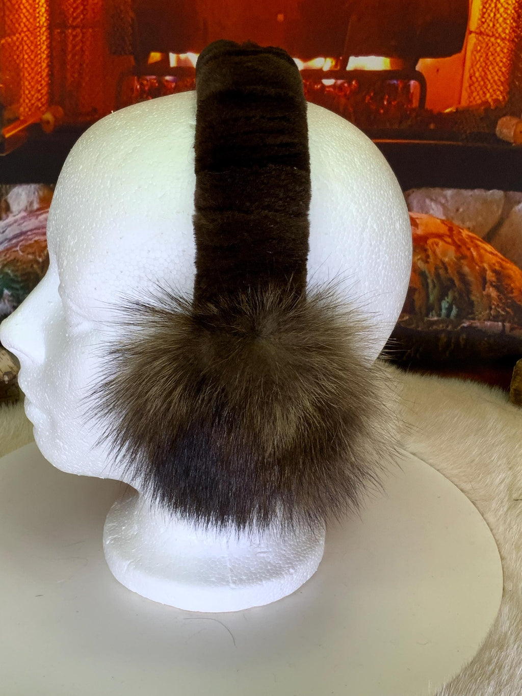 Cache-Oreilles tout en fourrure recyclée édition Raton naturel recyclé Les Lisette 3