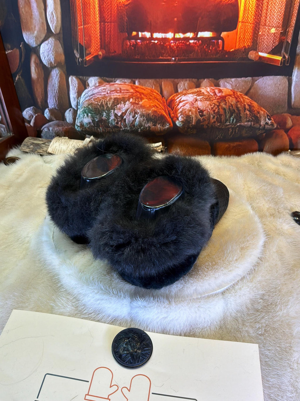 Slipper Ophélia pointure 8 femme – Sherling italien & cuir recyclé, pièce unique faite à la main au Québec