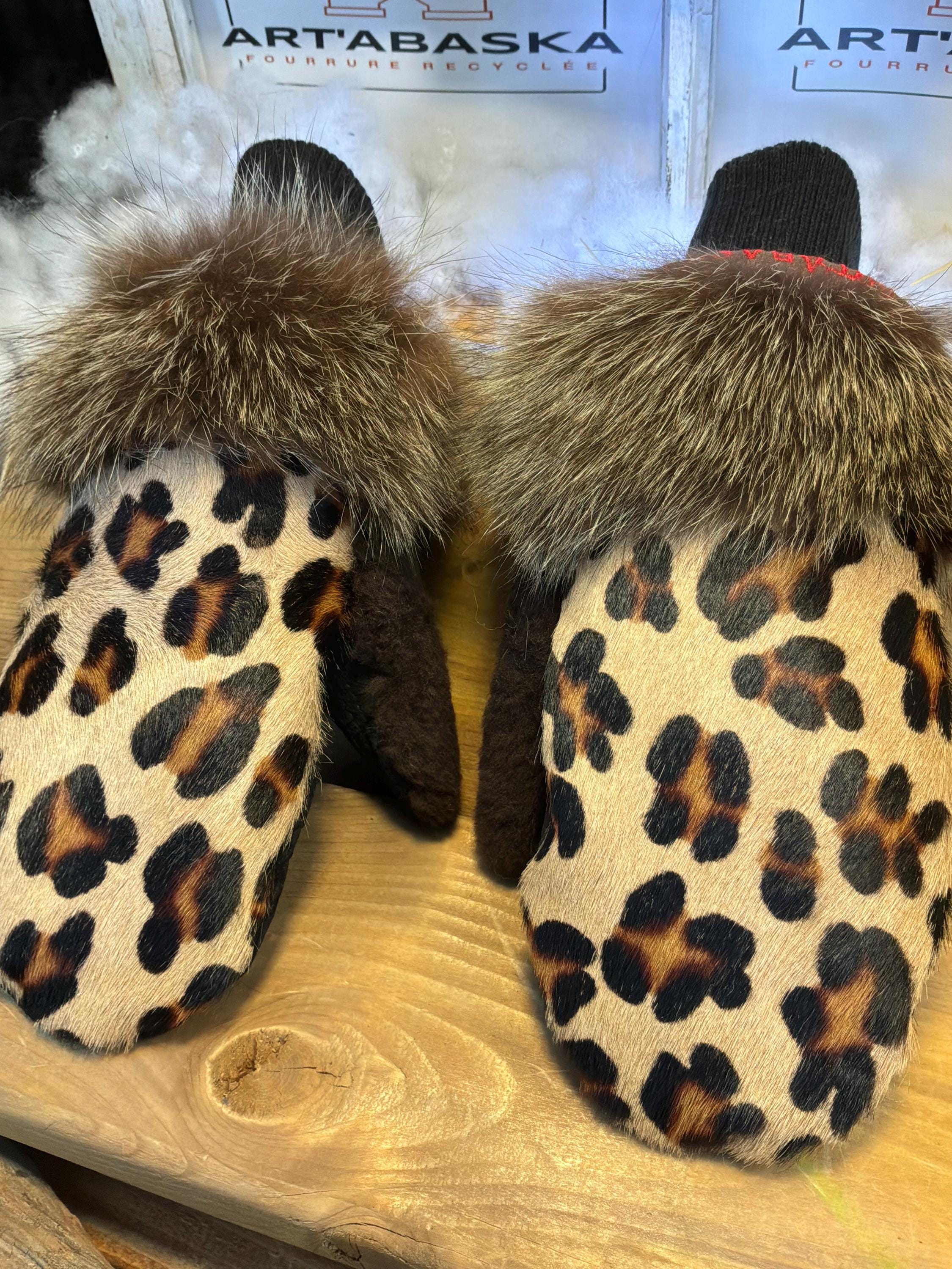 Mitaines de ville Large Armande en fourrure recyclée – Faites à la main au Québec – Légères, élégantes, confort urbain – ArtAbaska