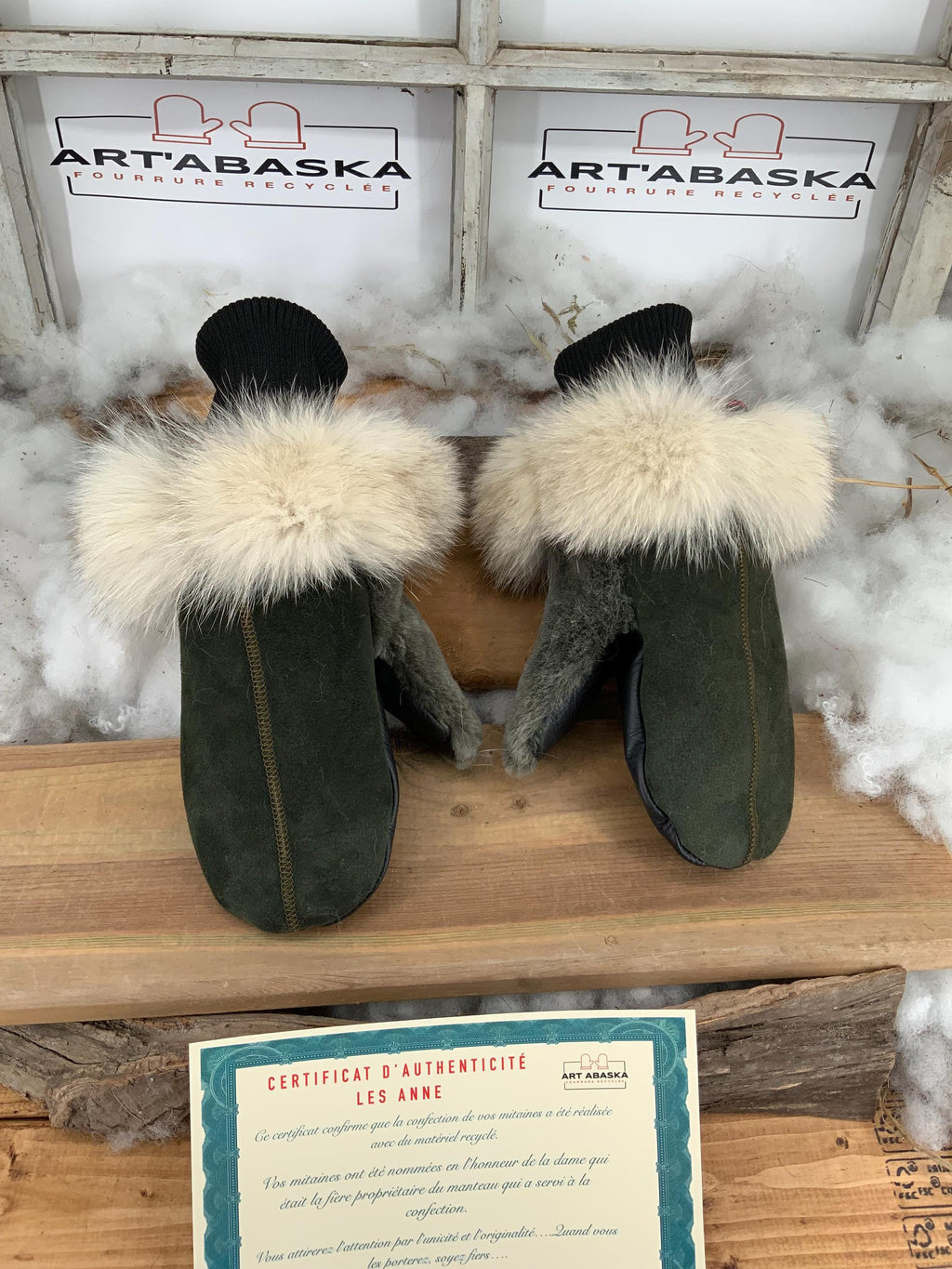 Mitaines de Ville en fourrure et cuir recyclés, Les Anne Grandeur Médium
