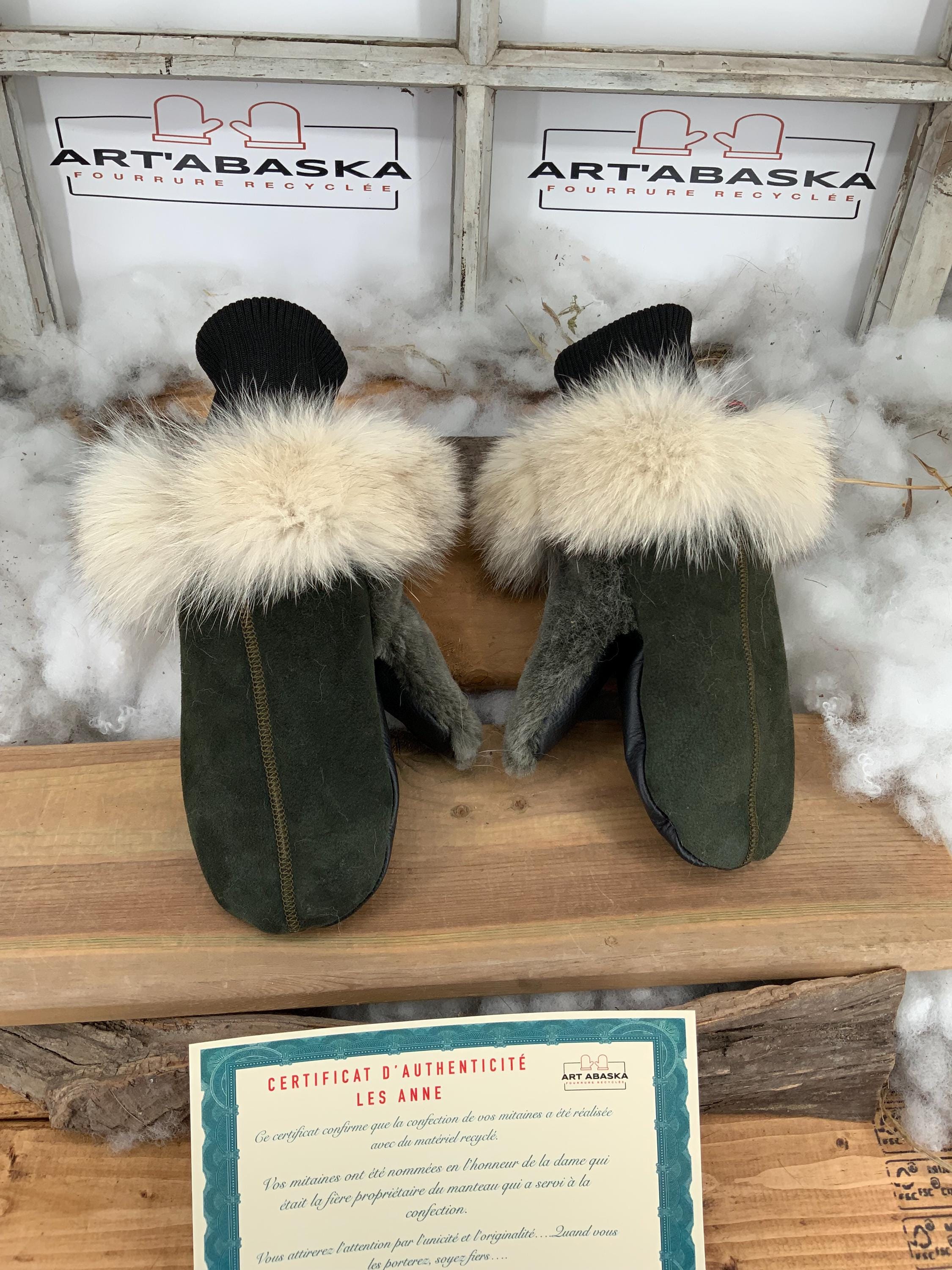 Mitaines de Ville en fourrure et cuir recyclés, Les Anne Grandeur Médium