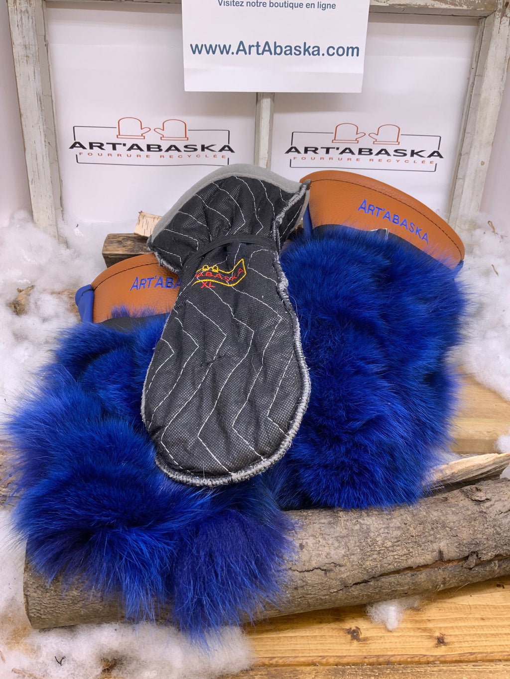 Mitaines Les Angèle – Édition Spéciale Patchwork – fourrure de luxe recyclée & cuir fait à la main – taille XL Québec