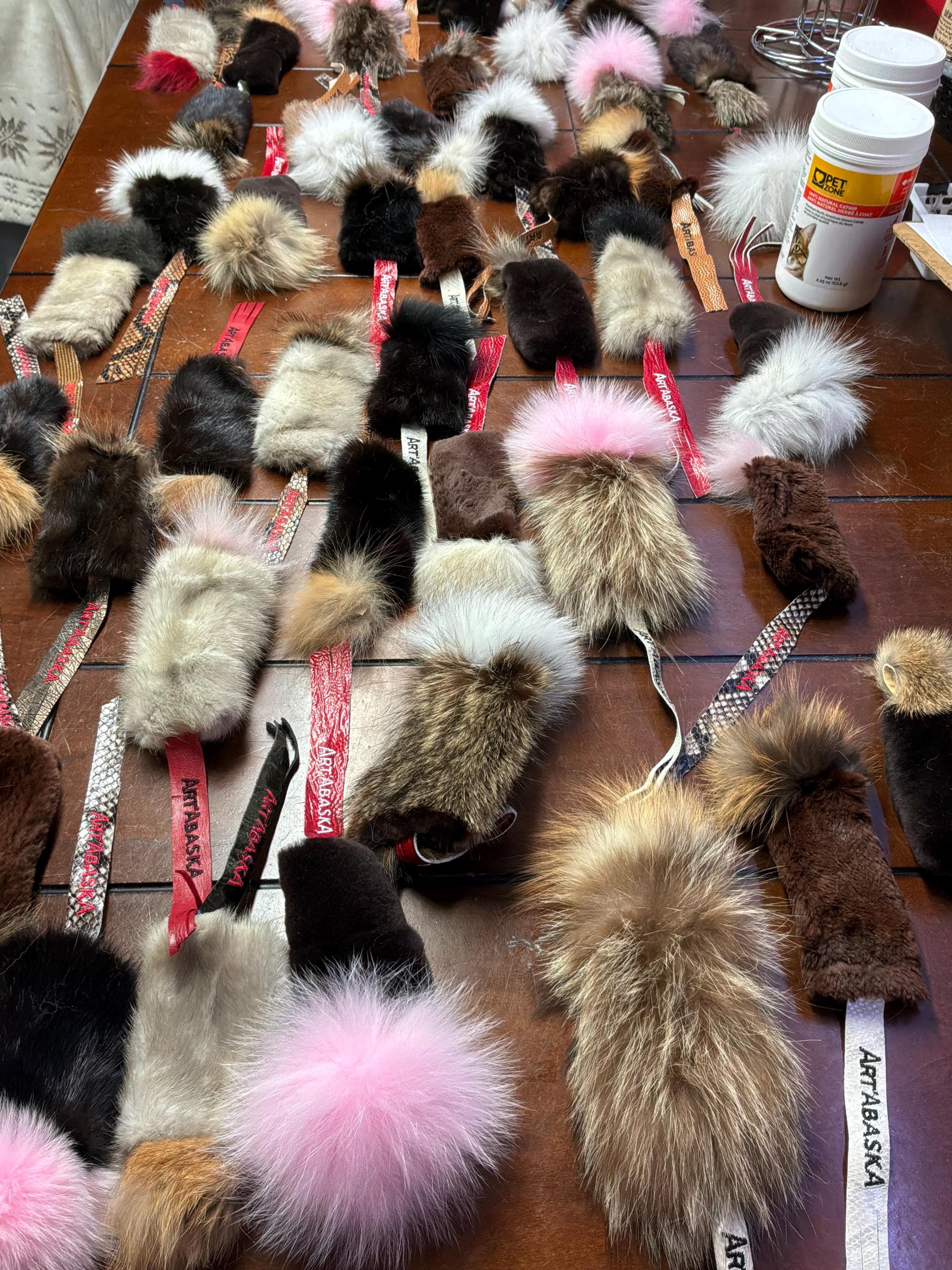 Jouet pour chat en fourrure recyclée