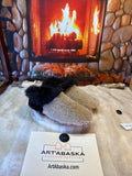Slipper Rosalie pointure 12 Homme – Sherling italien & cuir recyclé, pièce unique faite à la main au Québec