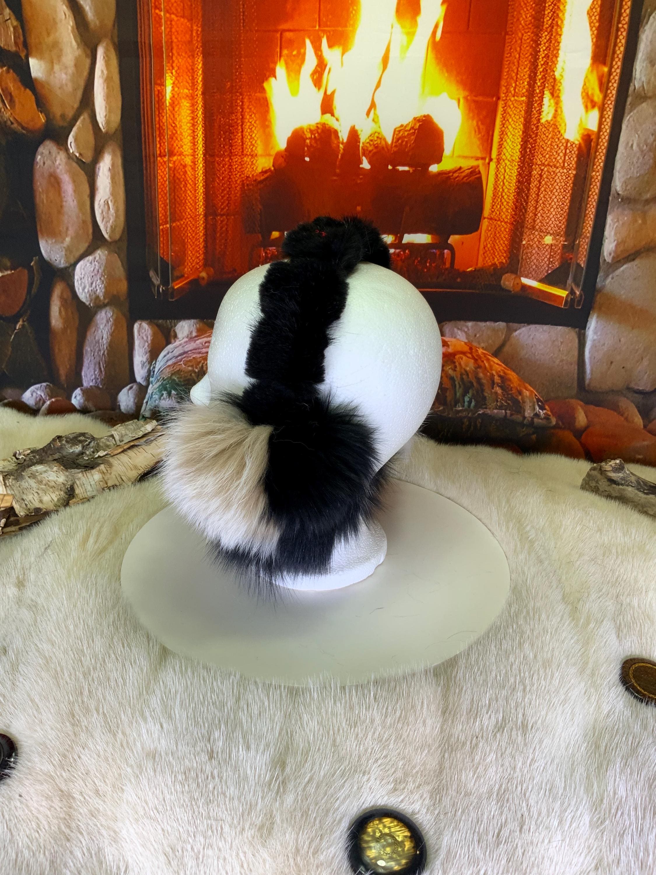 Cache-Oreilles tout en fourrure recyclée édition Renard patchwork