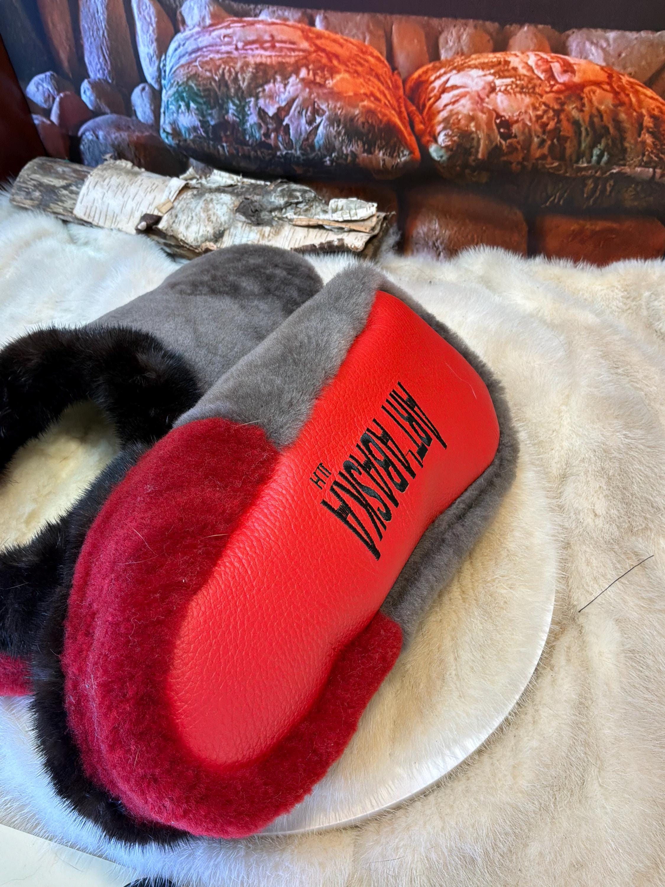 Slipper Magella pointure 11 Homme – Sherling italien & cuir recyclé, pièce unique faite à la main au Québec