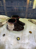 Mocassins d’intérieur Thérèse pour femme 7 en vison brun recyclé, raton naturel recyclé et mouton rasé ultra-doux recyclé – faits à la main au Québec, chauds, respirants, confort de luxe, pièce unique Art’Abaska 💕