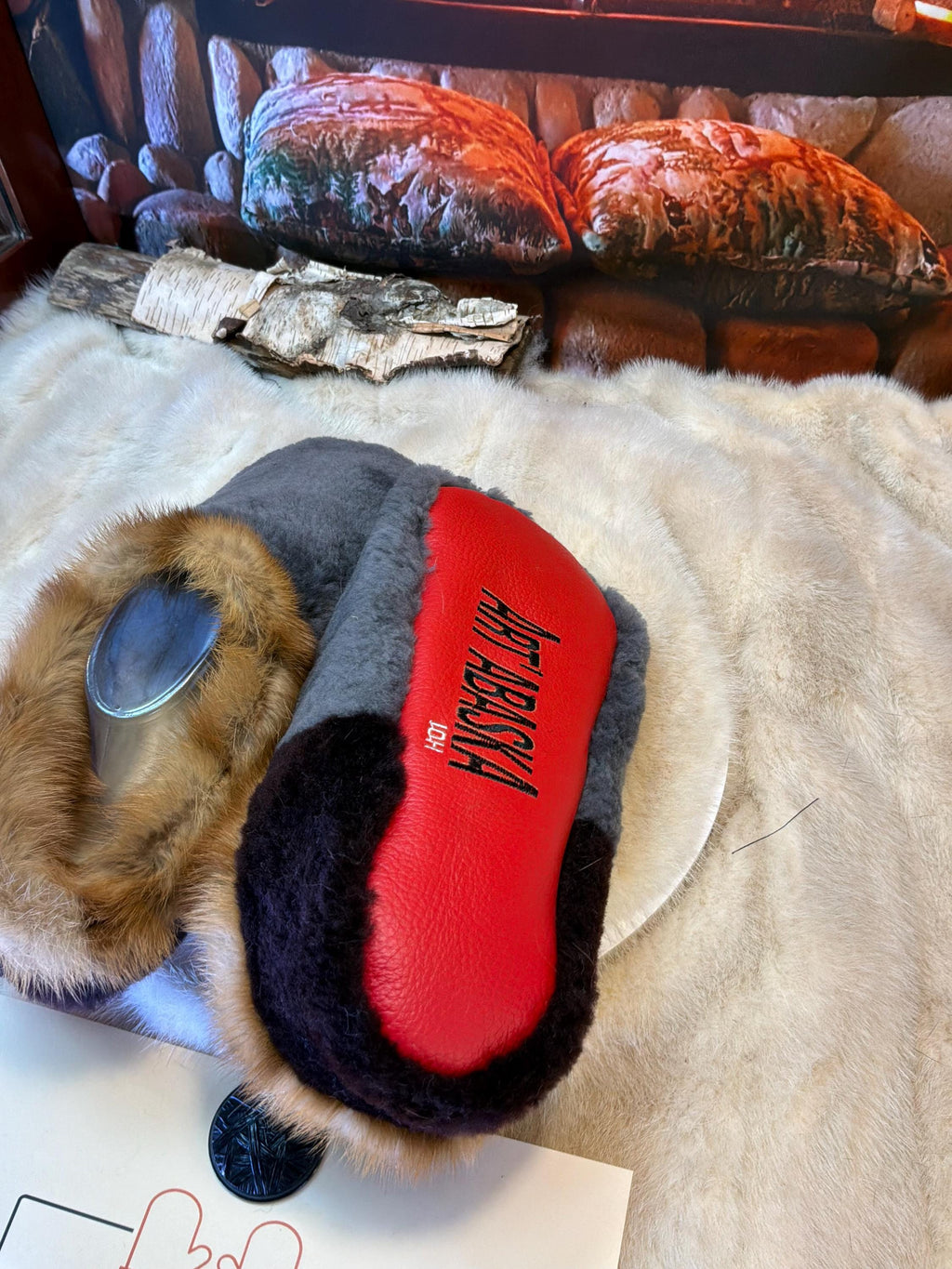 Slipper Eulalie pointure 10 Homme – Sherling italien & cuir recyclé, pièce unique faite à la main au Québec