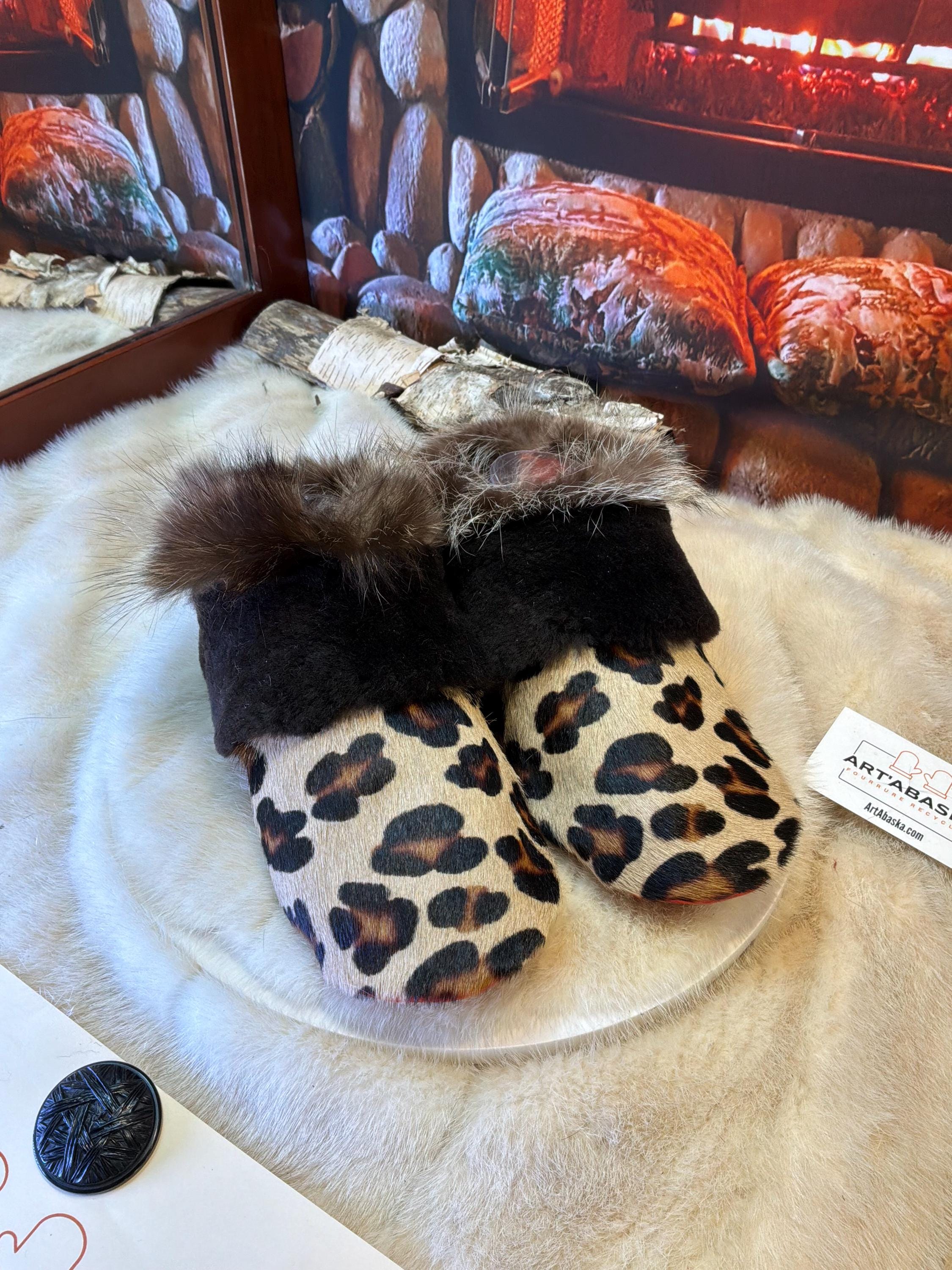 Slipper Emma pointure 8 femme – Sherling italien & cuir recyclé, pièce unique faite à la main au Québec