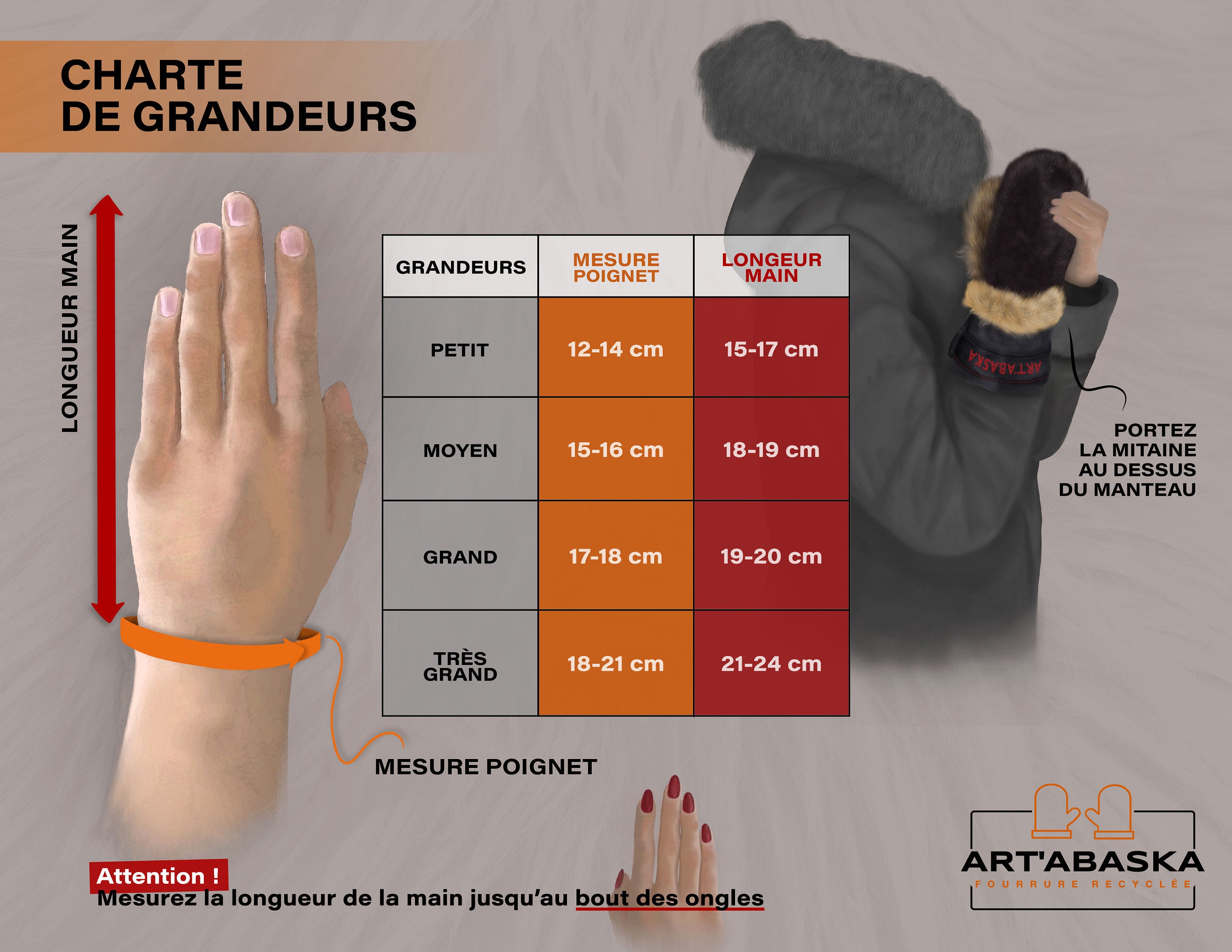 Mitaines Augustine Large – Édition Bruins de Boston cuir noir recyclé avec fourrure renard et lapin – fait main Québec