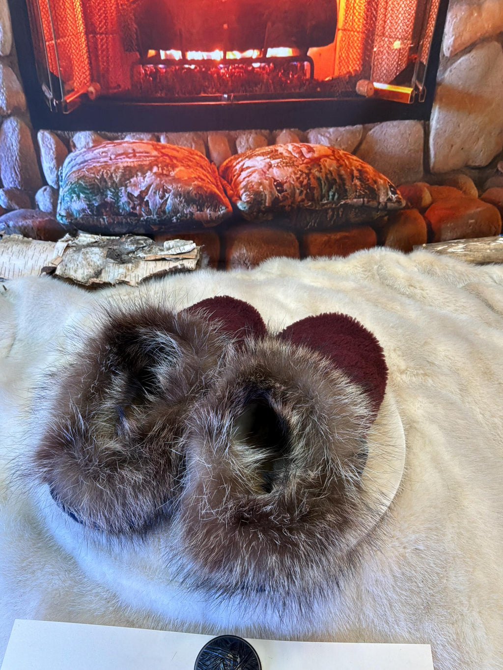 Slipper Johanne pointure 6 femme – Sherling italien & cuir recyclé, pièce unique faite à la main au Québec