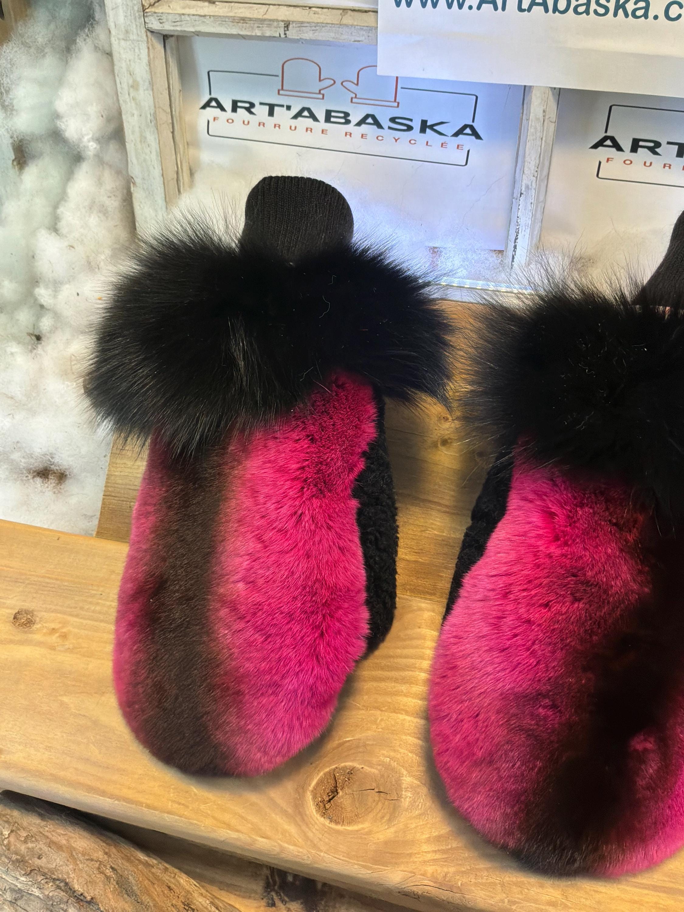 Mitaines de ville Medium Véronique en fourrure recyclée – Faites à la main au Québec – Légères, élégantes, confort urbain – ArtAbaska
