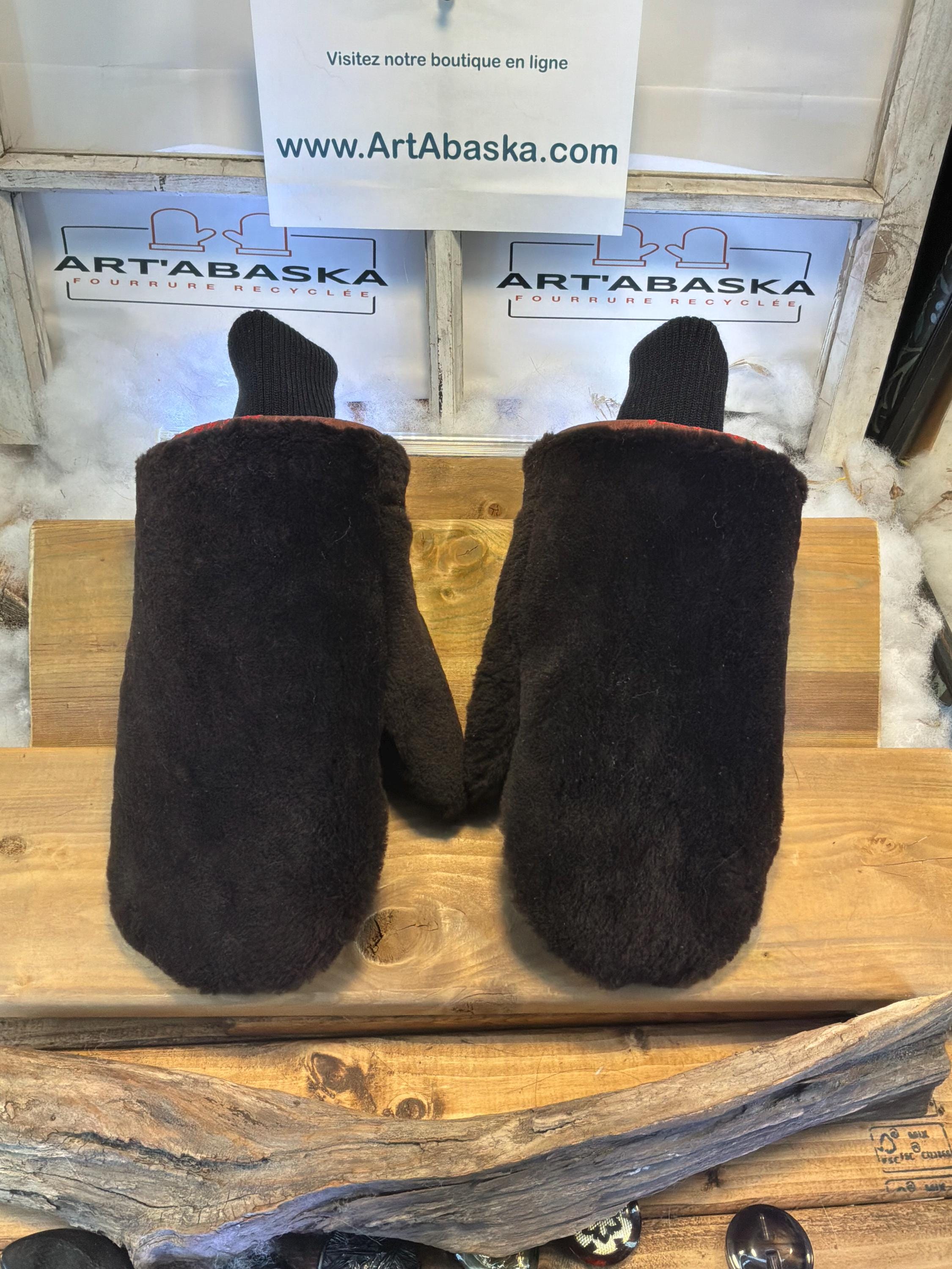 Mitaines de ville X-Large Rollande en fourrure recyclée – Faites à la main au Québec – Légères, élégantes, confort urbain – ArtAbaska