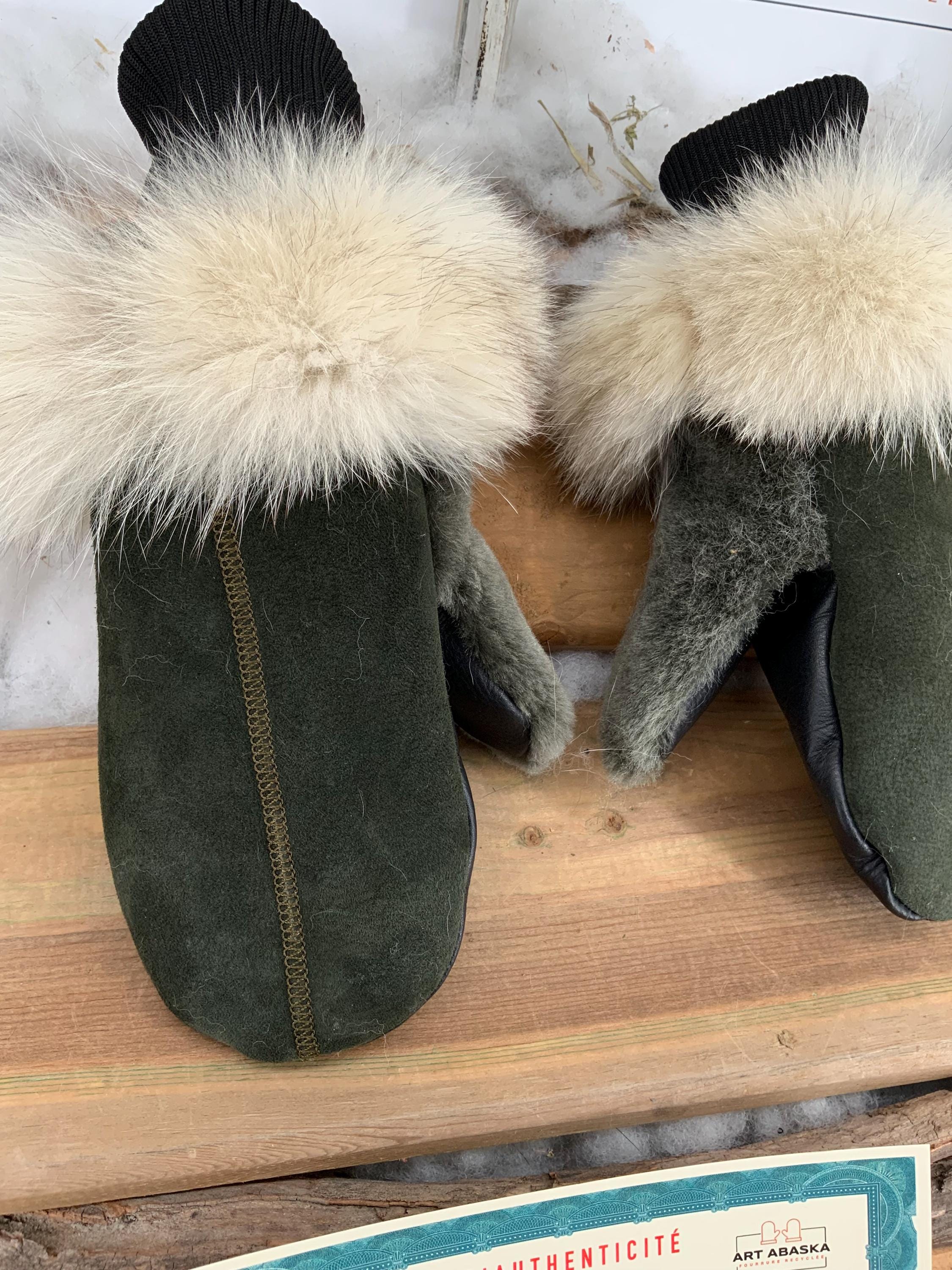 Mitaines de Ville en fourrure et cuir recyclés, Les Anne Grandeur Médium