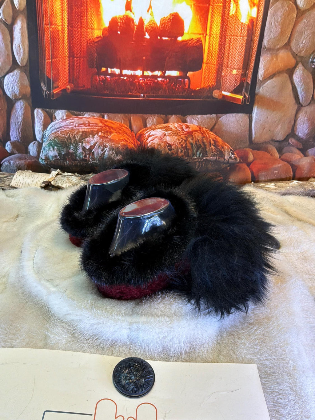 Slipper Doris pointure 7 femme – Sherling italien & cuir recyclé, pièce unique faite à la main au Québec