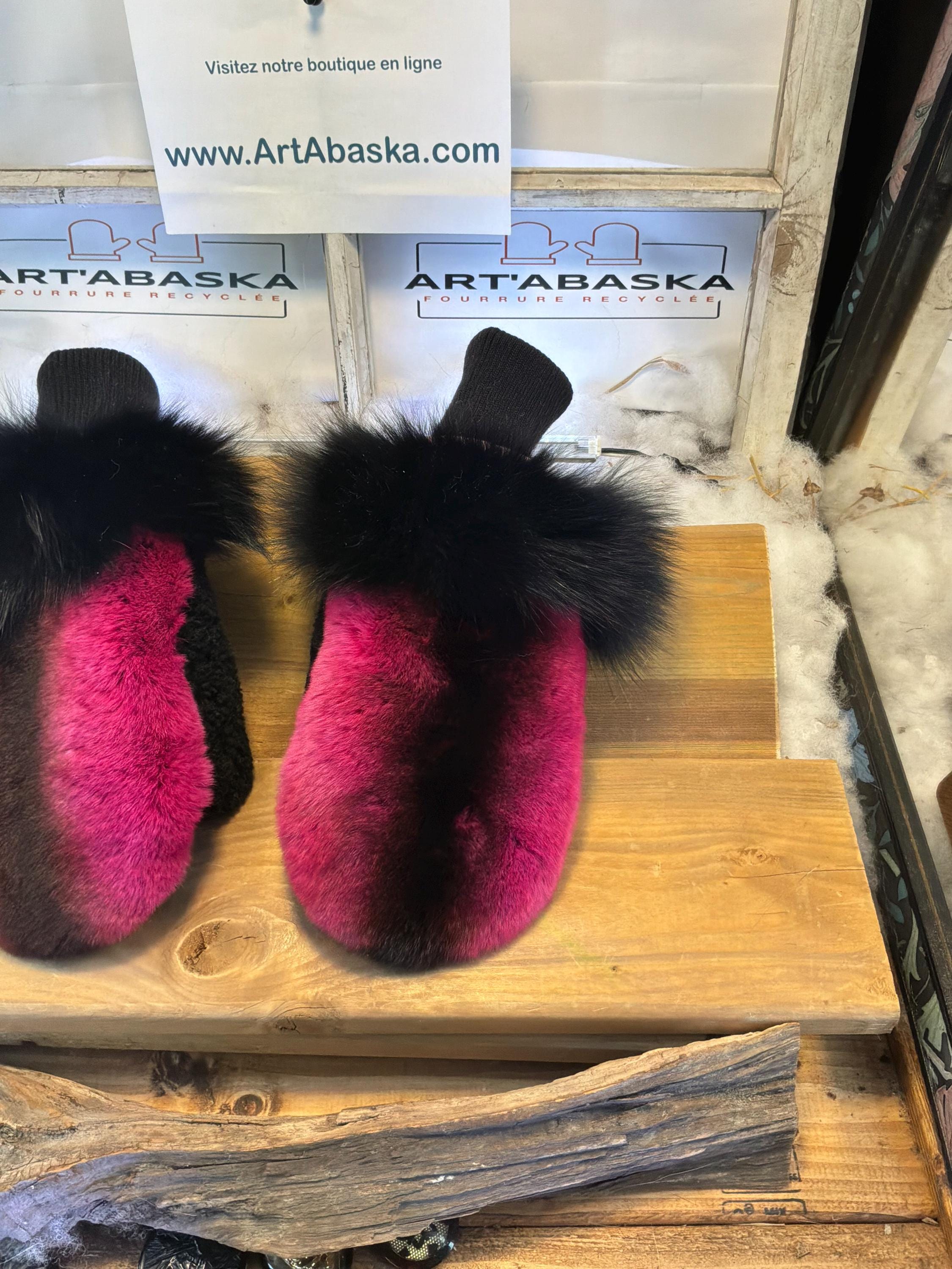 Mitaines de ville Medium Véronique en fourrure recyclée – Faites à la main au Québec – Légères, élégantes, confort urbain – ArtAbaska