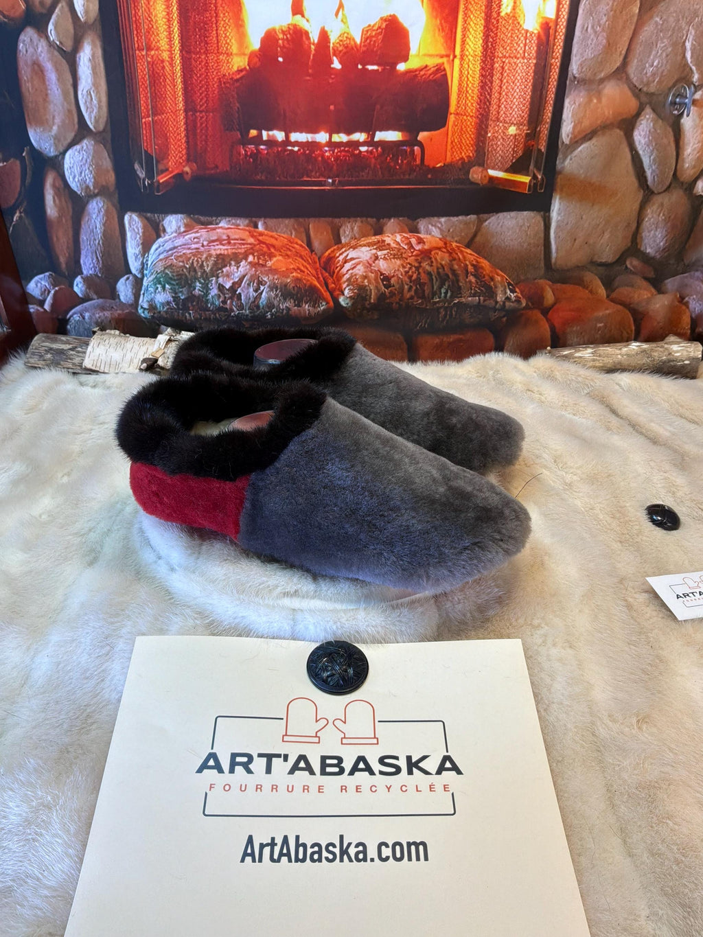 Slipper Magella pointure 11 Homme – Sherling italien & cuir recyclé, pièce unique faite à la main au Québec