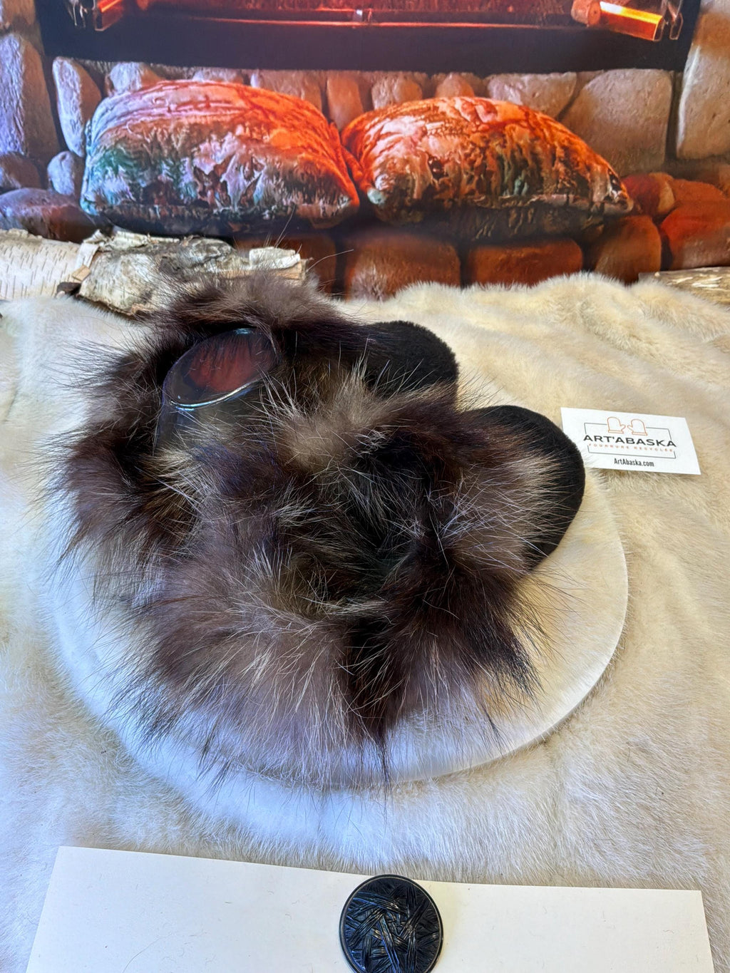 Slipper Marcelle pointure 7 femme – Sherling italien & cuir recyclé, pièce unique faite à la main au Québec Édition Brodée
