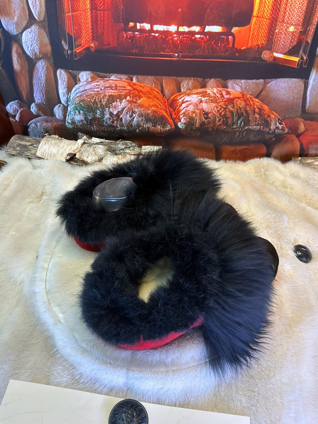 Slipper Gilberte pointure 8 femme – Sherling italien & cuir recyclé, pièce unique faite à la main au Québec