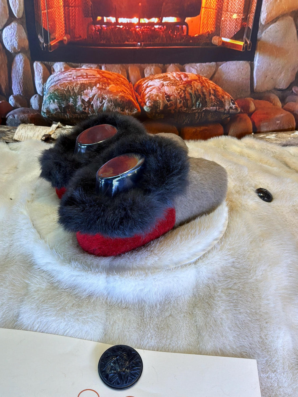 Slipper Bibiane pointure 7 femme – Sherling italien & cuir recyclé, pièce unique faite à la main au Québec
