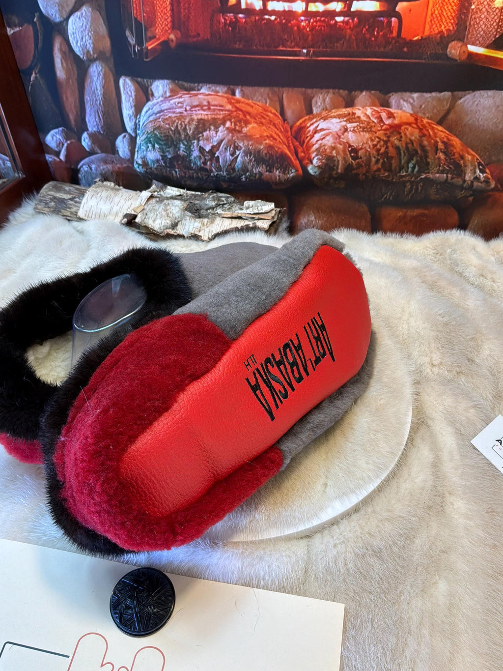 Slipper Léa pointure 11 Homme – Sherling italien & cuir recyclé, pièce unique faite à la main au Québec