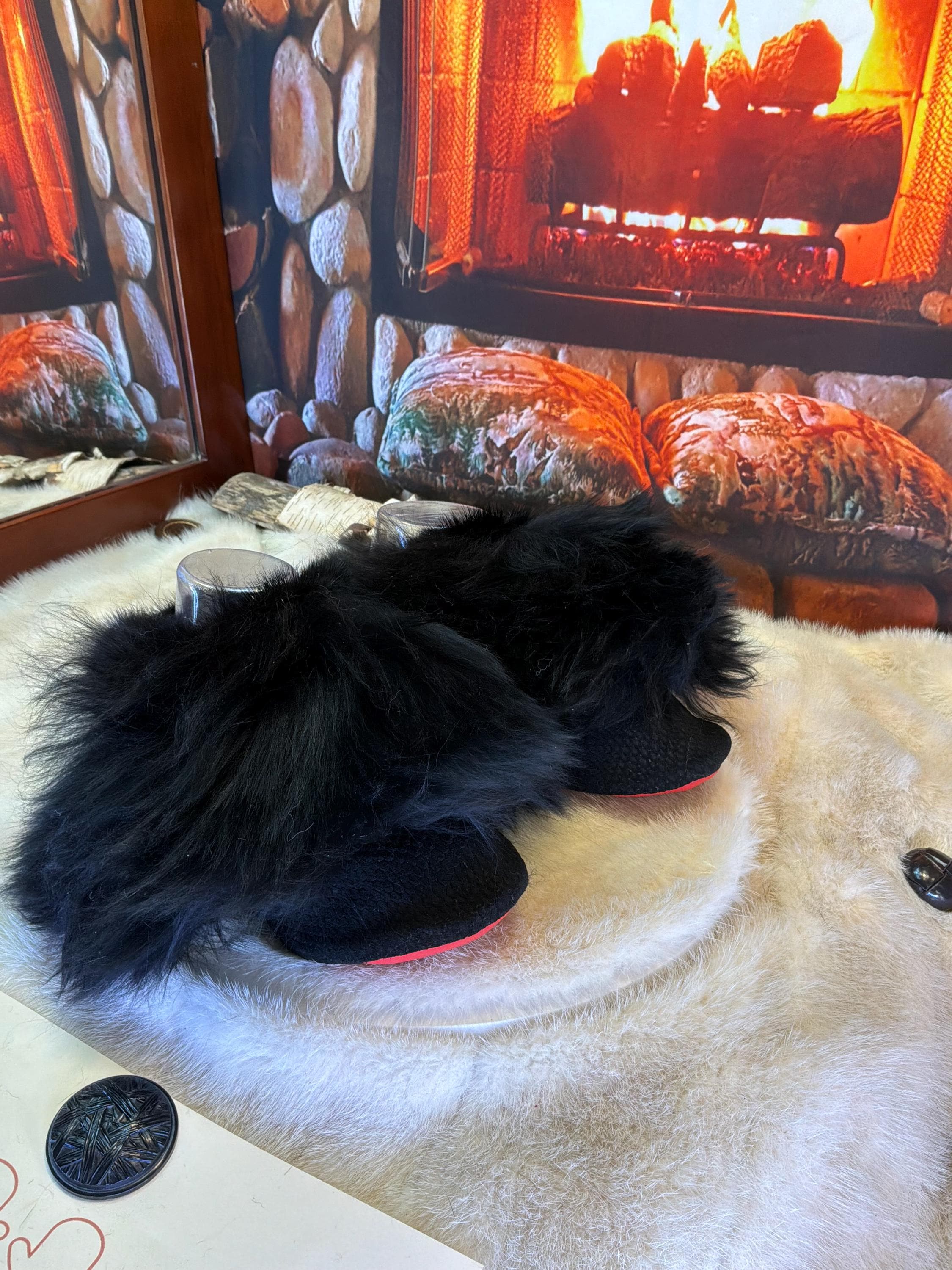 Slipper Doris pointure 7 femme – Sherling italien & cuir recyclé, pièce unique faite à la main au Québec