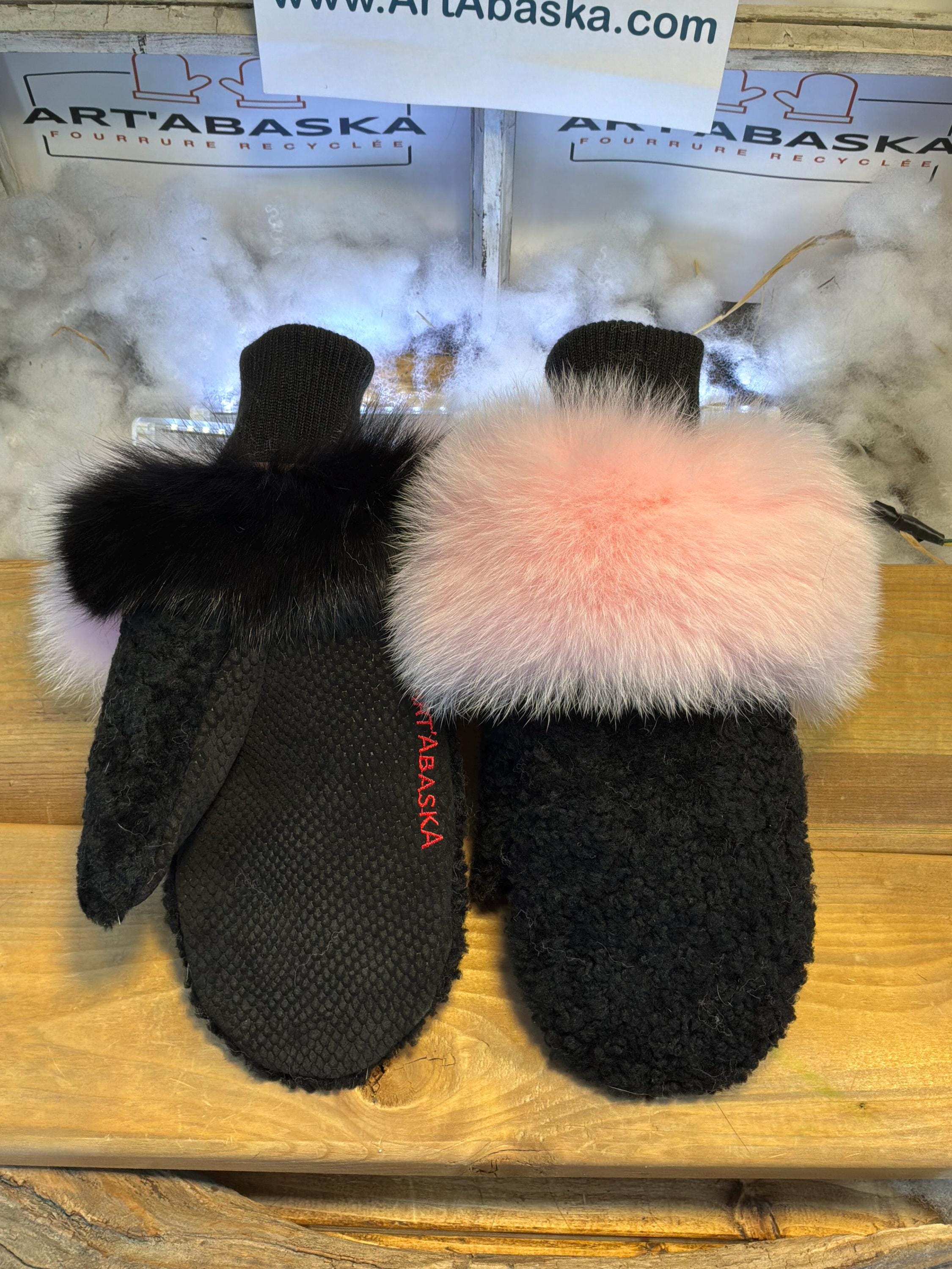 Mitaines de ville Large Colette en fourrure recyclée – Faites à la main au Québec – Légères, élégantes, confort urbain – ArtAbaska