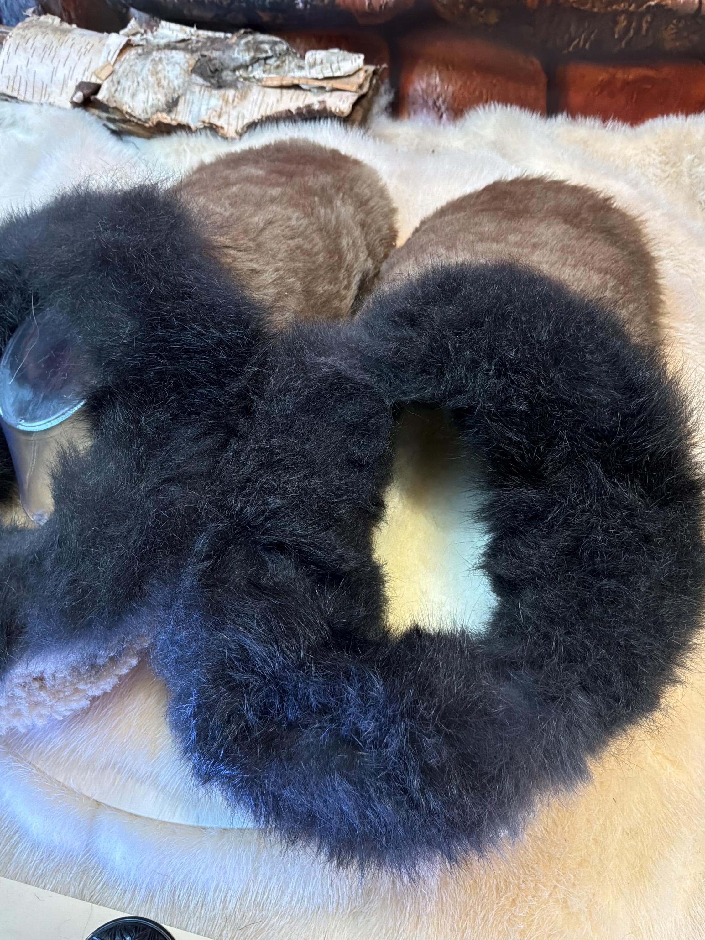 Slipper Alexandrine pointure 12 Homme – Sherling italien & cuir recyclé, pièce unique faite à la main au Québec