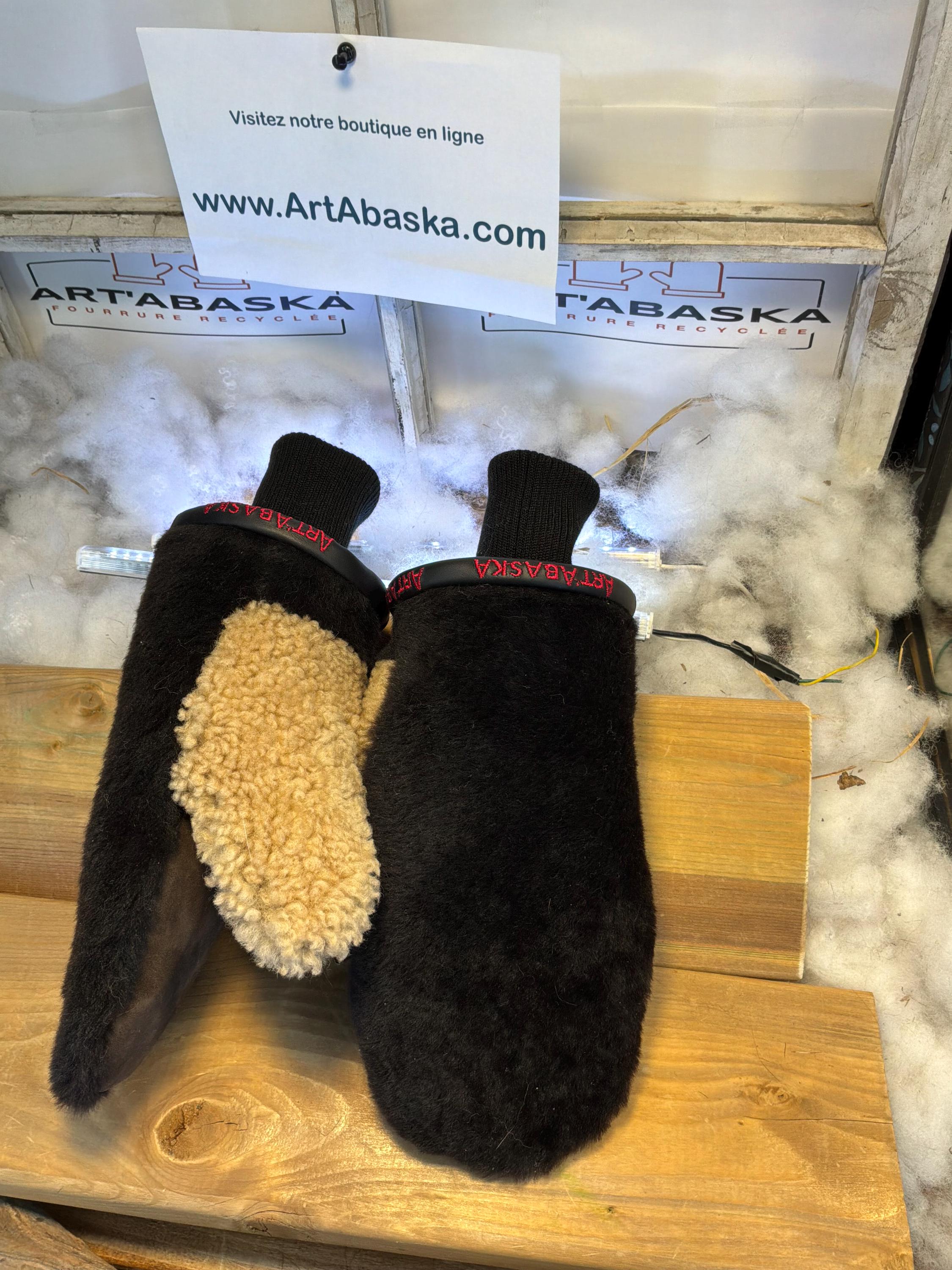 Mitaines de ville X-Large Anette en fourrure recyclée – Faites à la main au Québec – Légères, élégantes, confort urbain – ArtAbaska