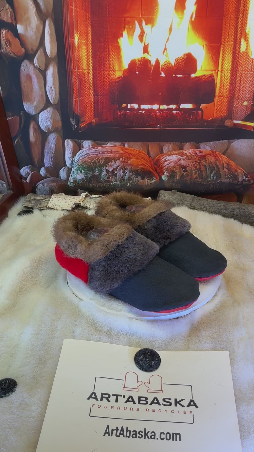 Slipper pointure 11 Homme – Sherling italien & cuir recyclé, pièce unique faite à la main au Québec