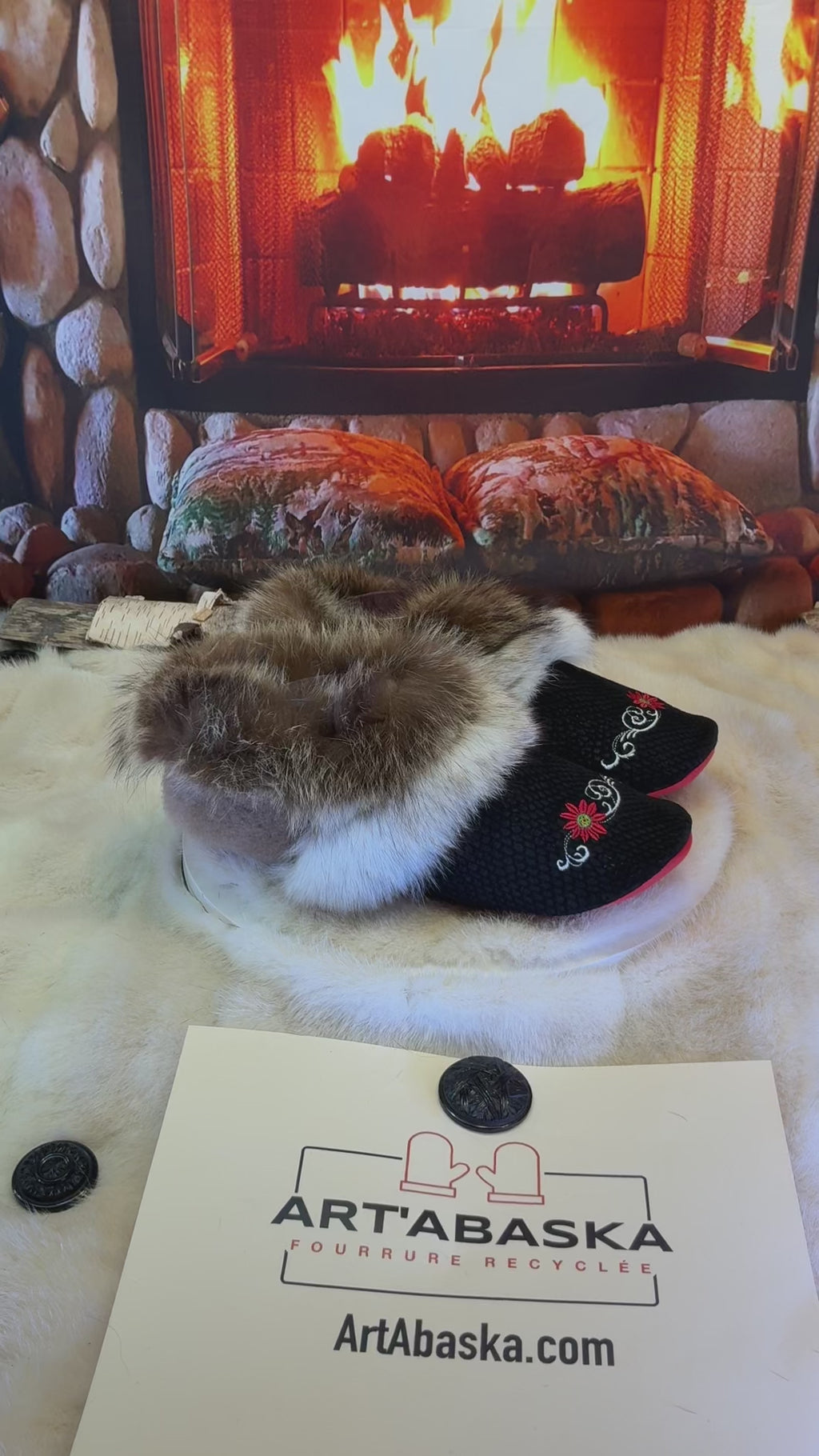 Slipper Simone pointure 9 Homme / 11 femme  – Sherling italien & cuir recyclé, pièce unique faite à la main au Québec