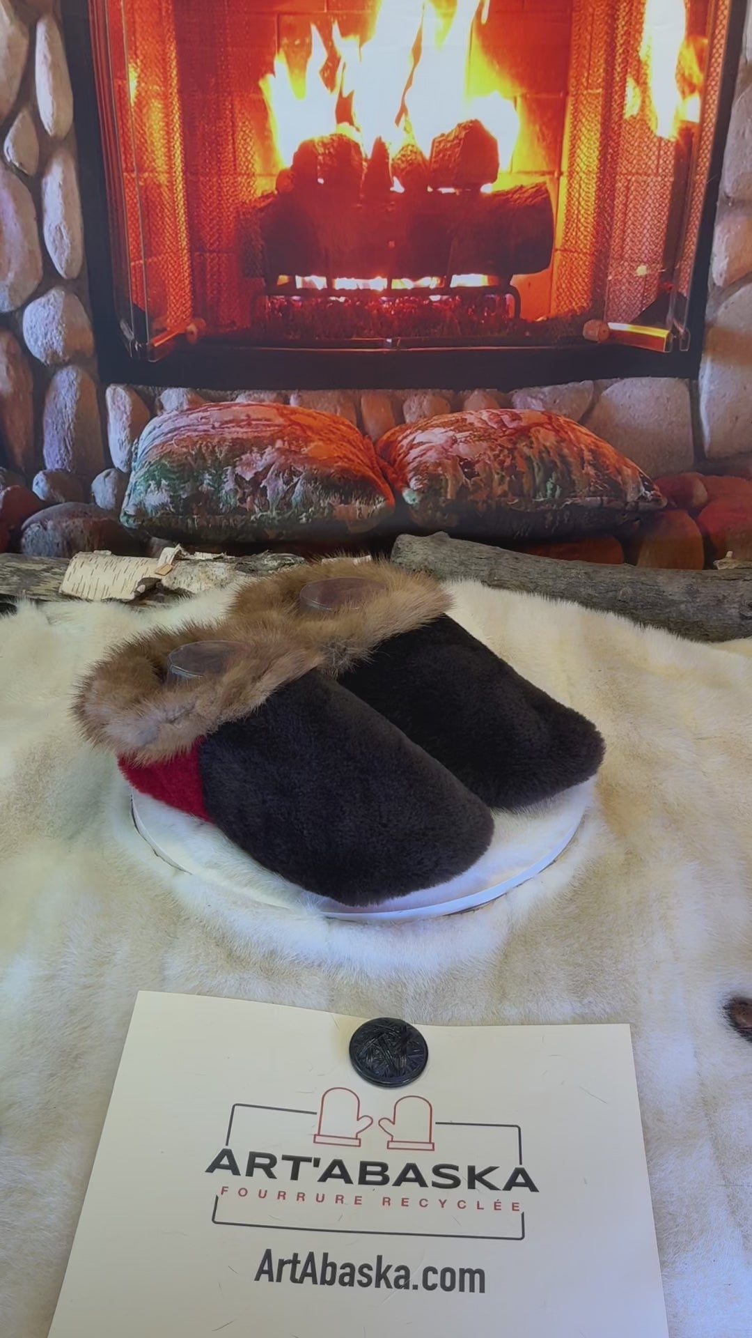 Slipper Les Juliette pointure 9 femme – Sherling italien & cuir recyclé, pièce unique faite à la main au Québec