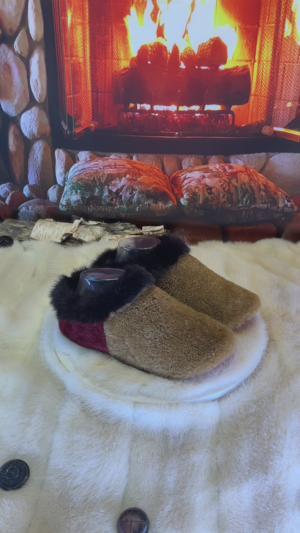 Slipper Jacynthe pointure 7 femme – Sherling italien & cuir recyclé, pièce unique faite à la main au Québec