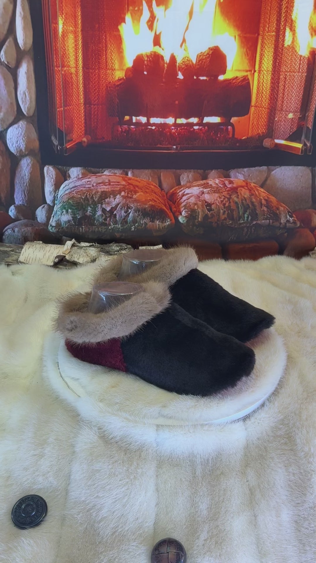 Slipper Adèle pointure 7 femme – Sherling italien & cuir recyclé, pièce unique faite à la main au Québec