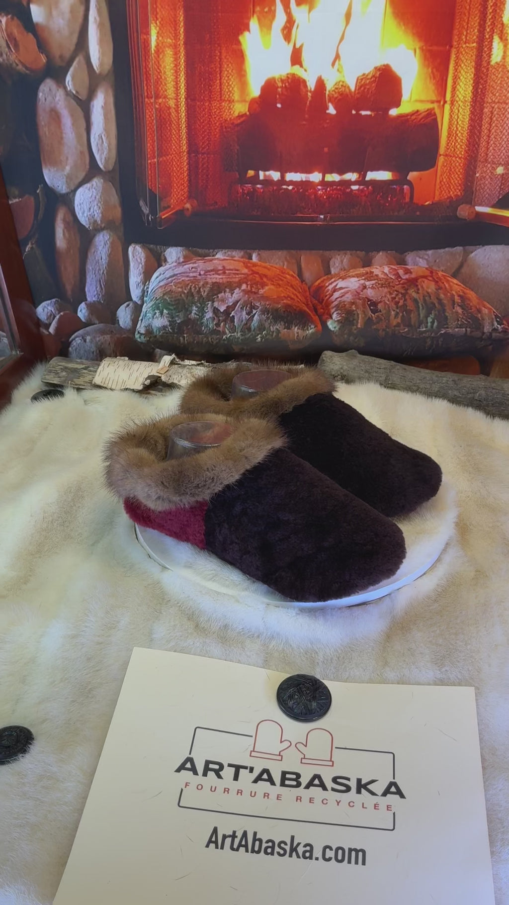 Slipper Les Gabrielle pointure 9 femme – Sherling italien & cuir recyclé, pièce unique faite à la main au Québec
