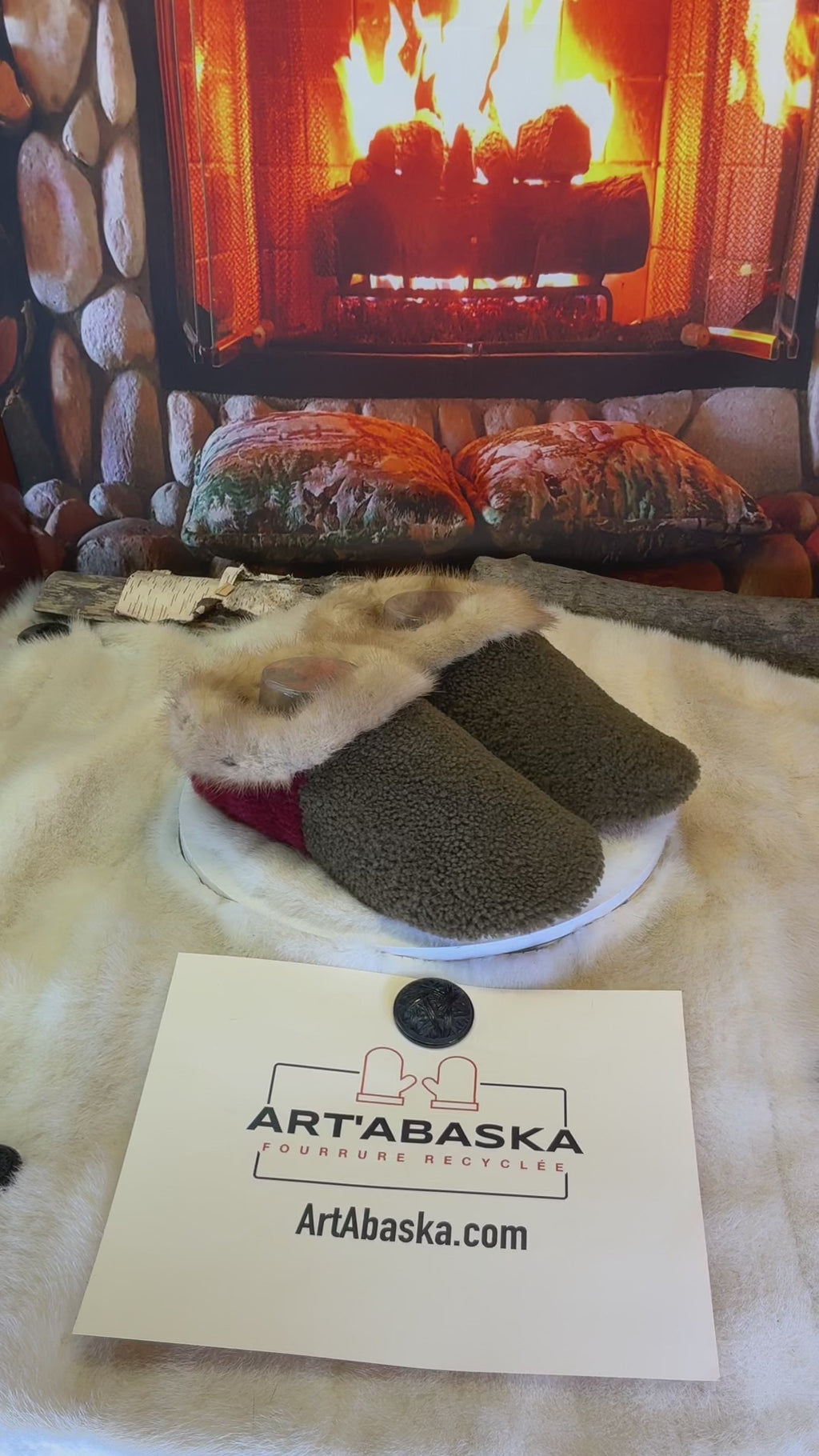 Slipper Les Agathe pointure 9 femme – Sherling italien & cuir recyclé, pièce unique faite à la main au Québec