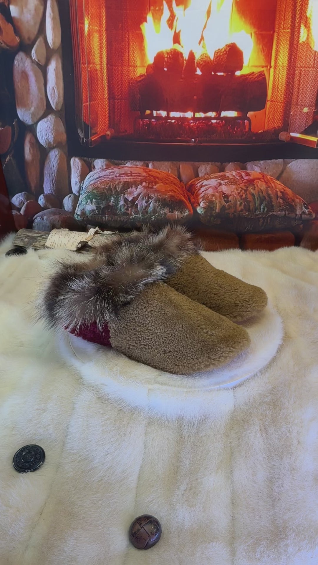 Slipper Sylvie pointure 8 femme – Sherling italien & cuir recyclé, pièce unique faite à la main au Québec