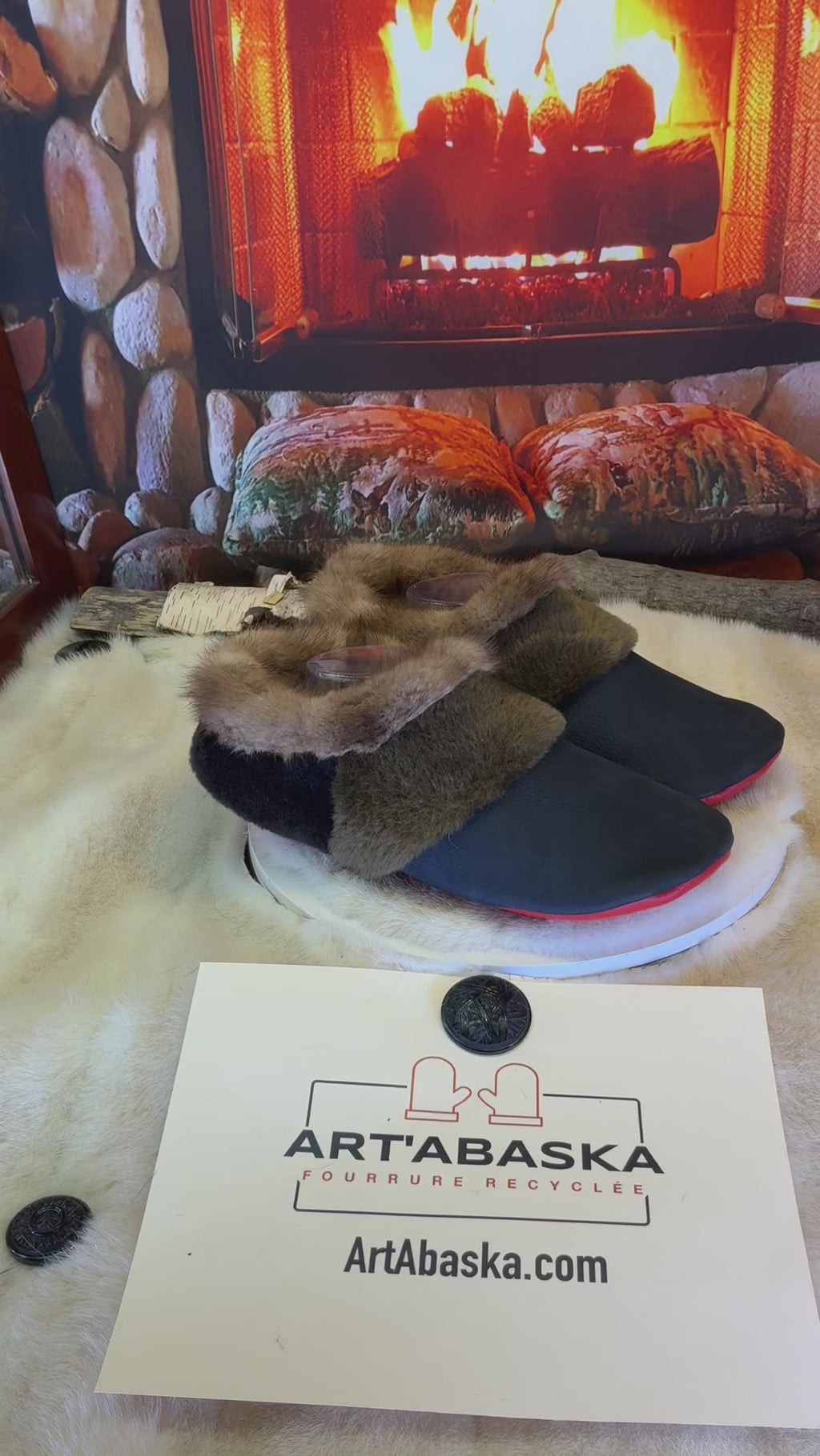 Slipper Les Émilienne pointure 11 Homme – Sherling italien & cuir recyclé, pièce unique faite à la main au Québec