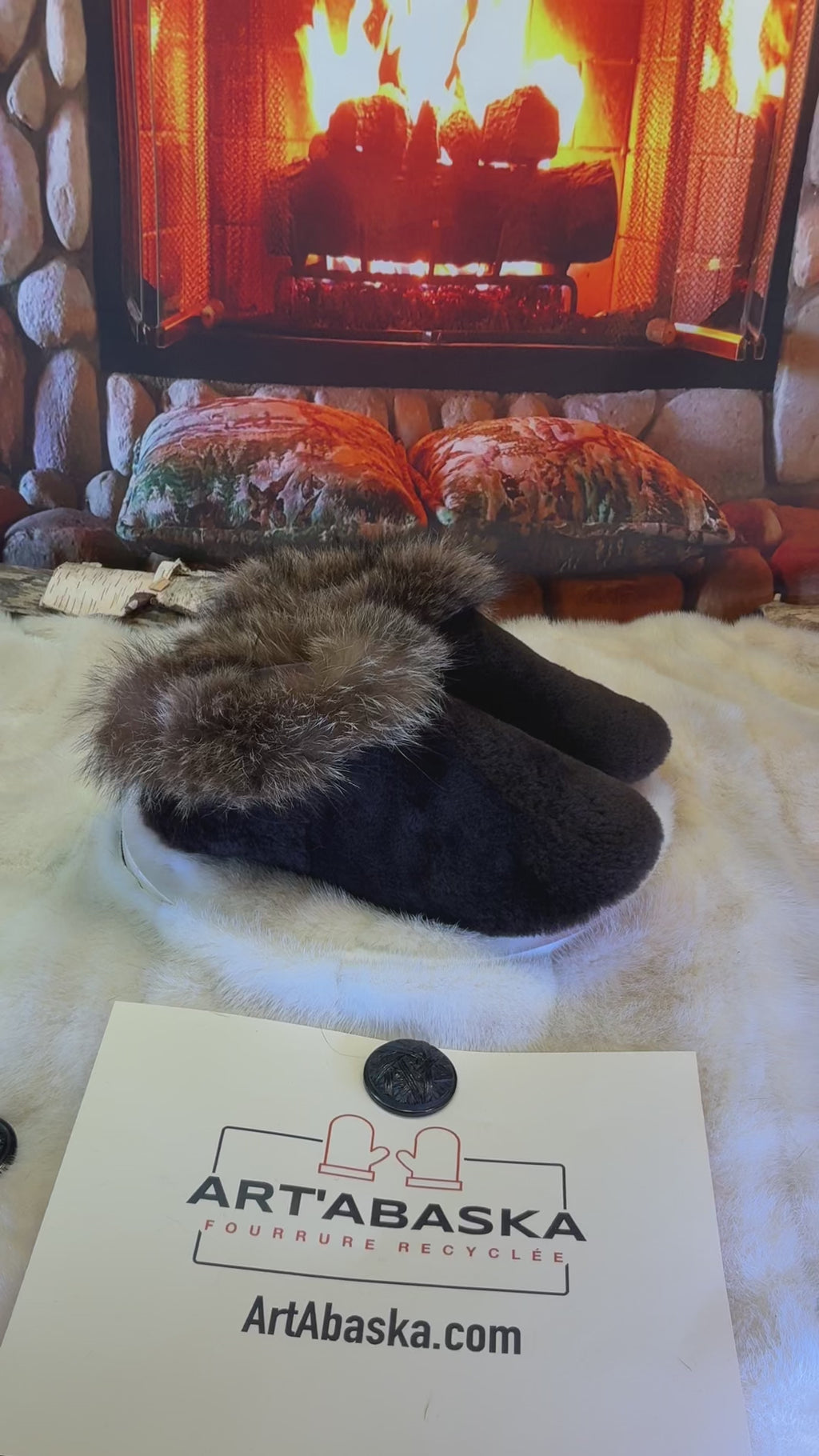 Slipper Sylvestre pointure 9 femme – Sherling italien & cuir recyclé, pièce unique faite à la main au Québec
