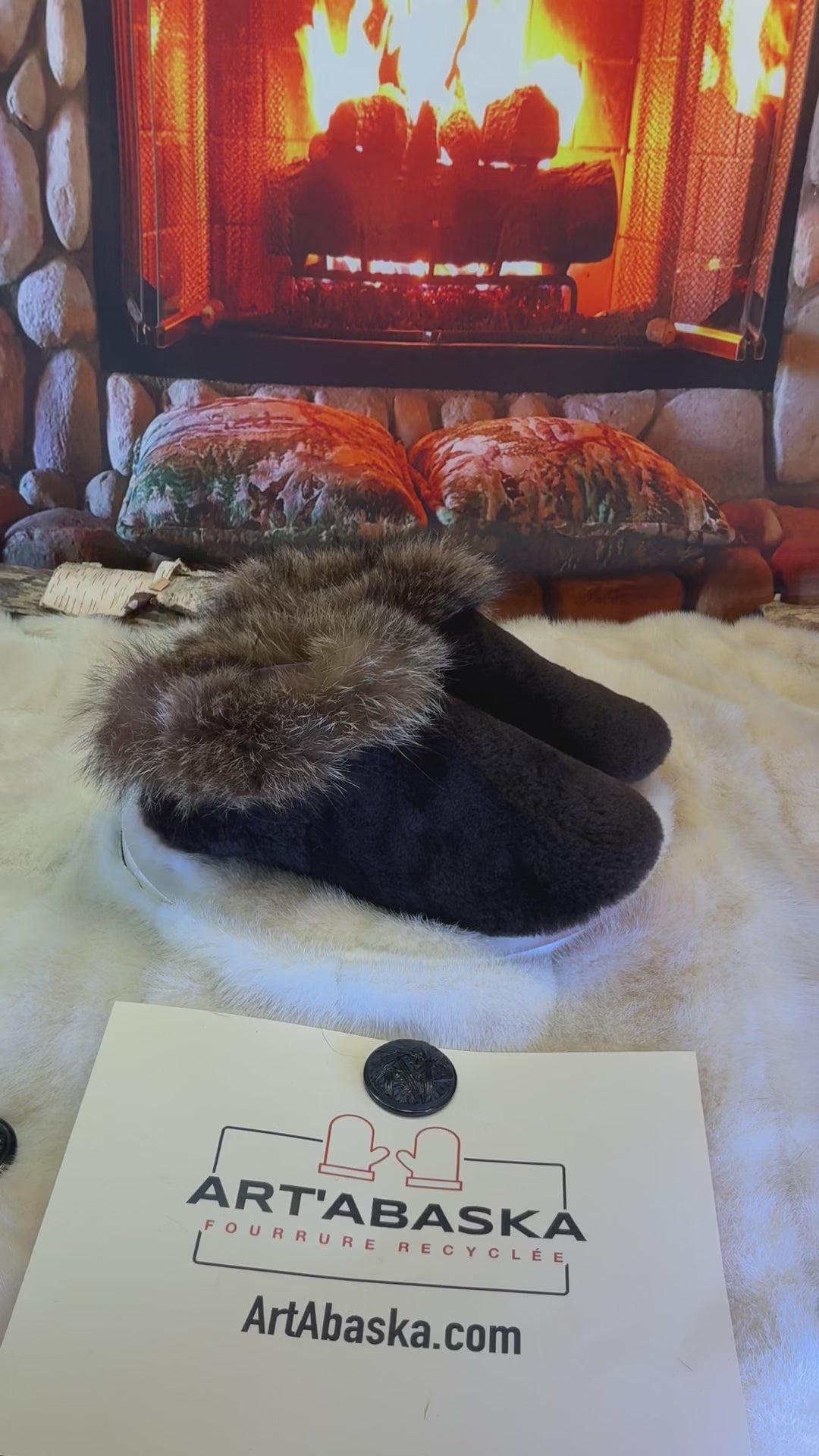 Slipper Sylvestre pointure 9 femme – Sherling italien & cuir recyclé, pièce unique faite à la main au Québec