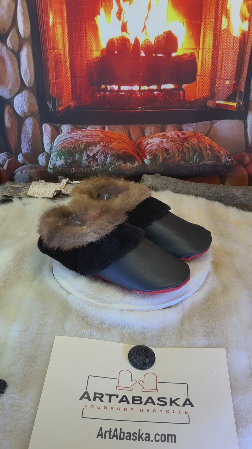 Slipper Les Rita pointure 11 Homme – Sherling italien & cuir recyclé, pièce unique faite à la main au Québec