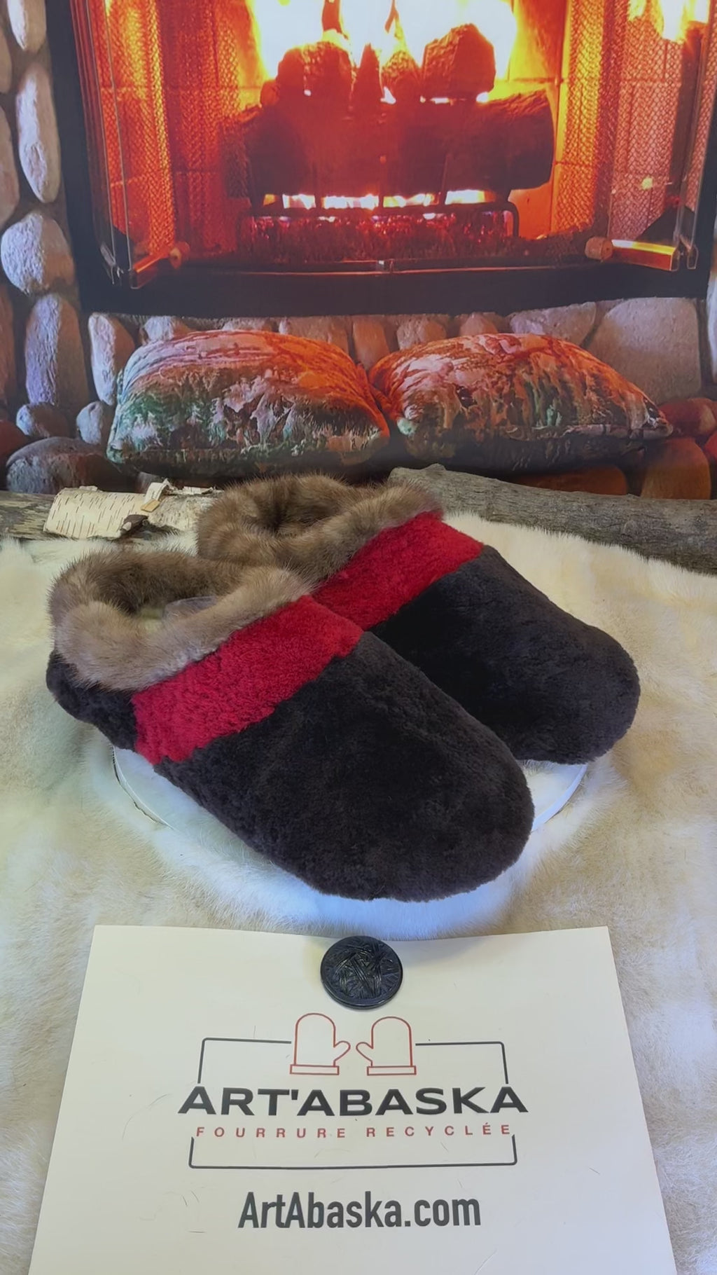 Slipper Les Yvette pointure 12 Homme – Sherling italien & cuir recyclé, pièce unique faite à la main au Québec