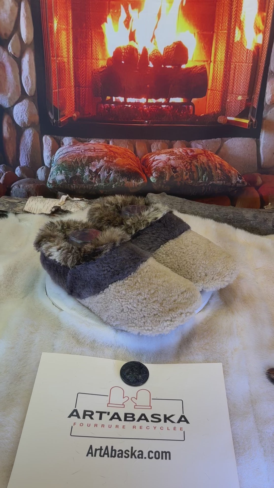 Slipper Les Cécile pointure 11 Homme – Sherling italien & cuir recyclé, pièce unique faite à la main au Québec