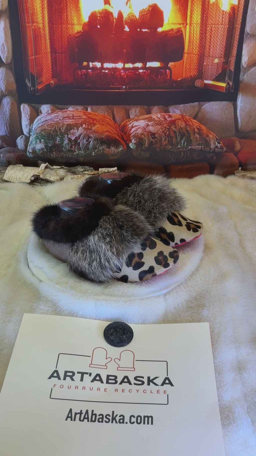 Slipper Jeanne-D’Arc pointure 7 femme – Sherling italien & cuir recyclé, pièce unique faite à la main au Québec
