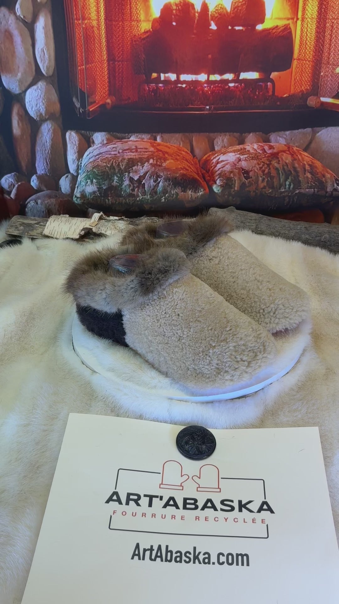 Slipper Les Rolande pointure 9 femme – Sherling italien & cuir recyclé, pièce unique faite à la main au Québec
