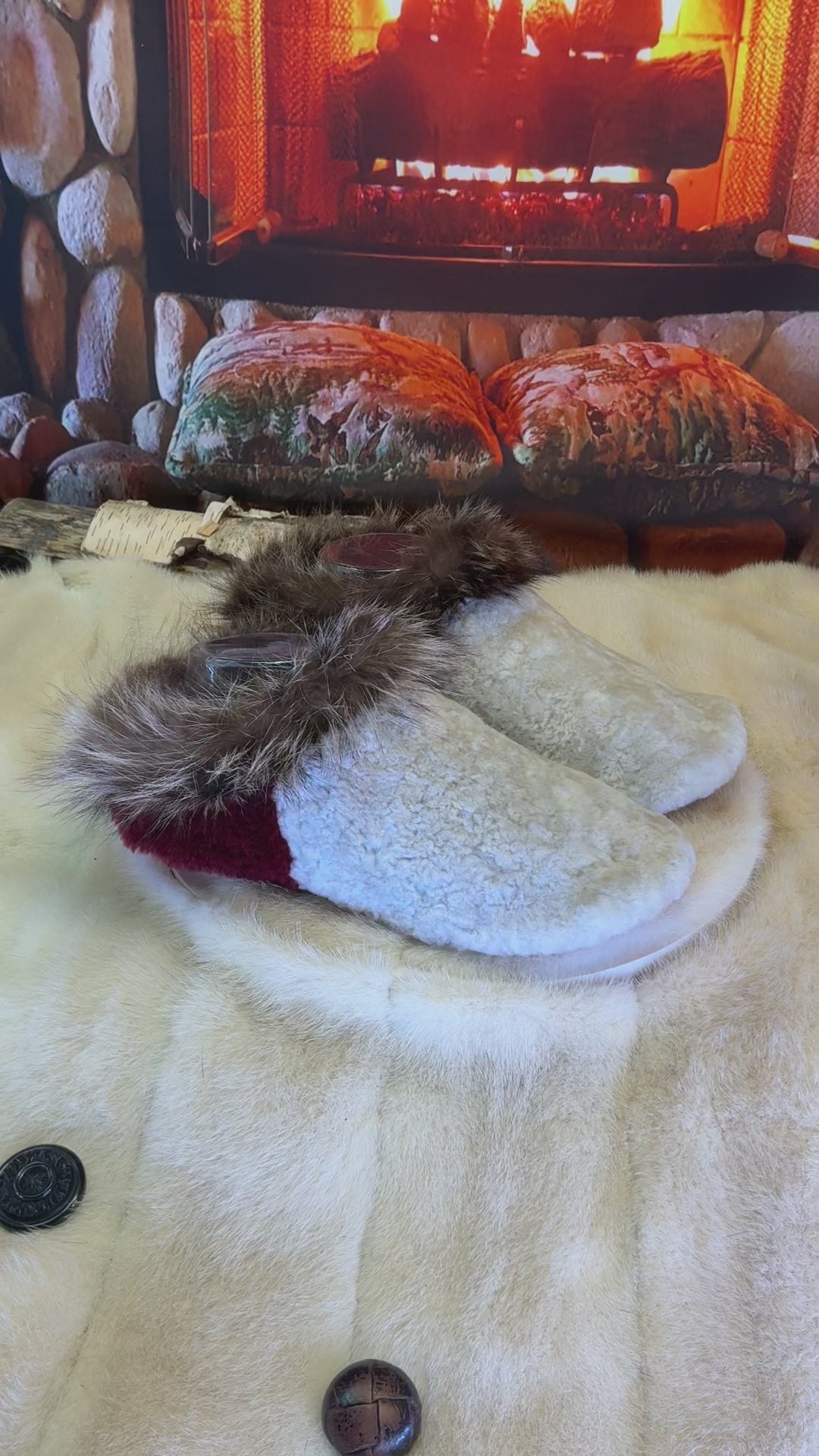 Slipper Ginette pointure 8 femme – Sherling italien & cuir recyclé, pièce unique faite à la main au Québec