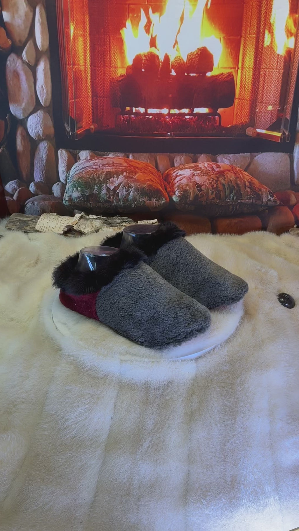 Slipper Johanne pointure 7 femme – Sherling italien & cuir recyclé, pièce unique faite à la main au Québec