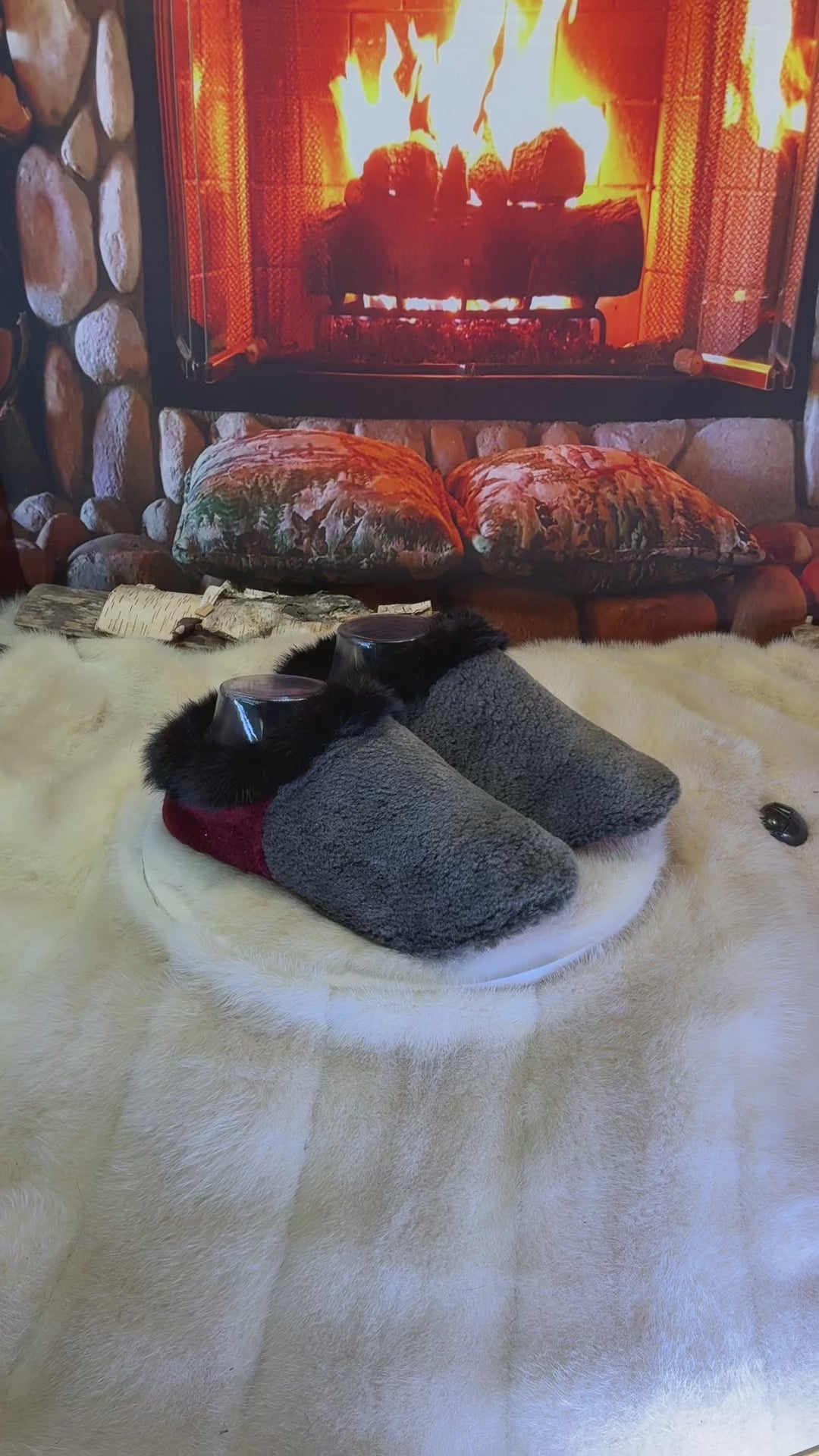 Slipper Johanne pointure 7 femme – Sherling italien & cuir recyclé, pièce unique faite à la main au Québec