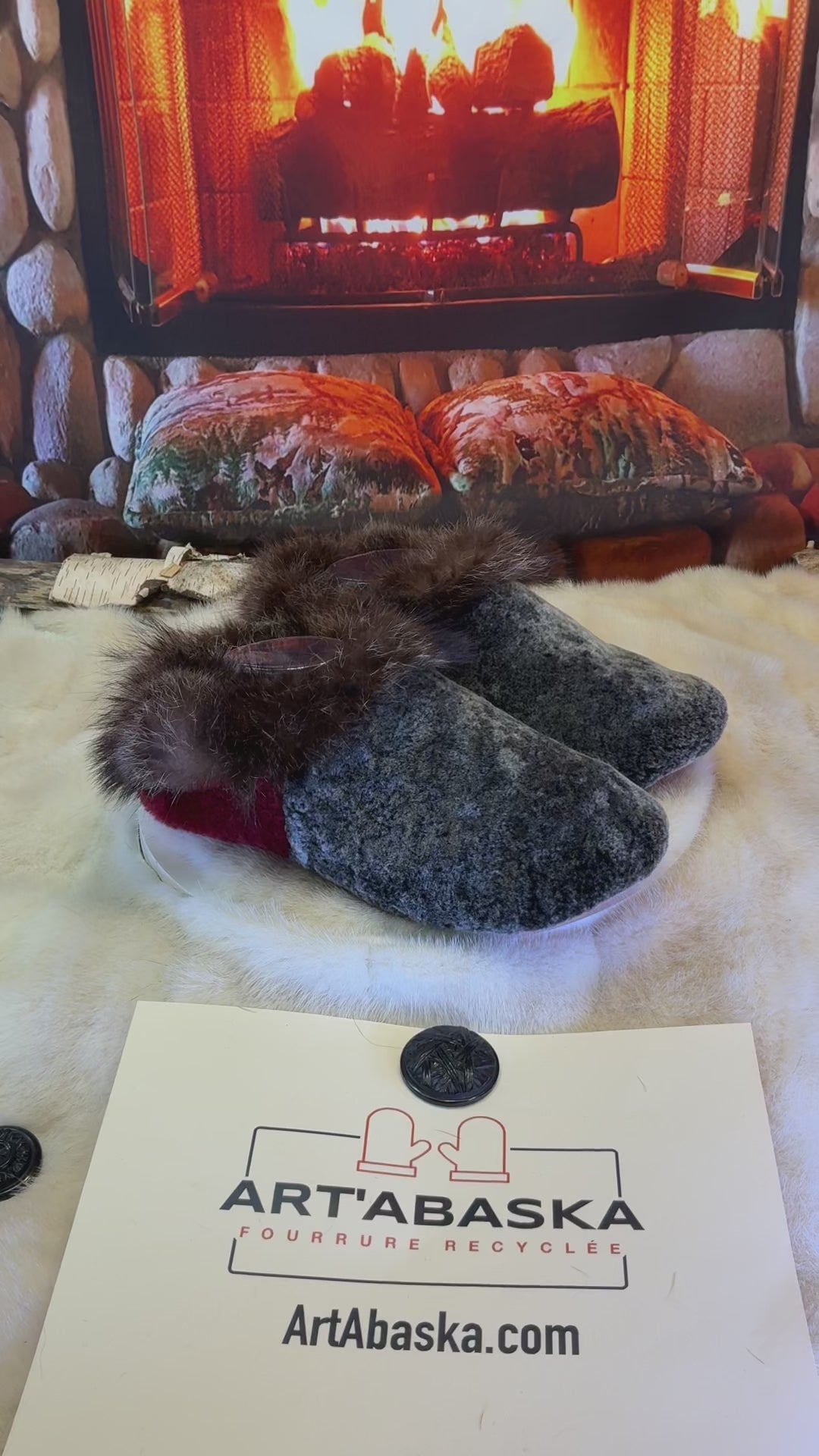Slipper Gilberte pointure 9 femme – Sherling italien & cuir recyclé, pièce unique faite à la main au Québec